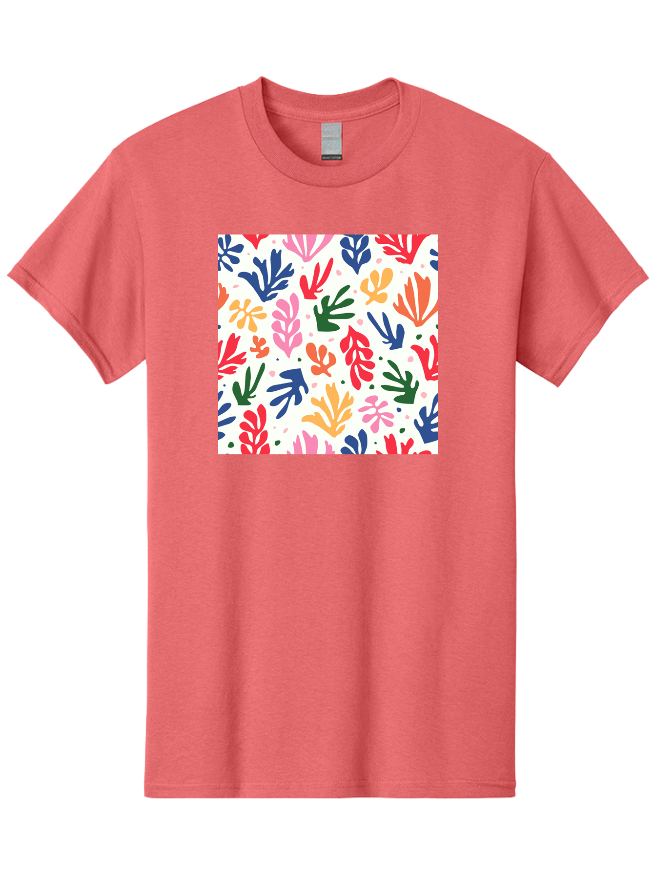 Colorful-Leaves-Pattern Men'S Graphic Tee, 100% Cotton, Comfortable Casual Summer Wear, Machine Washable, Colorful Leaves, Floral Pattern, Vibrant Colors, Playful Design, Abstract Shapes, Whimsical Artwork, Artistic Expression, Aab609