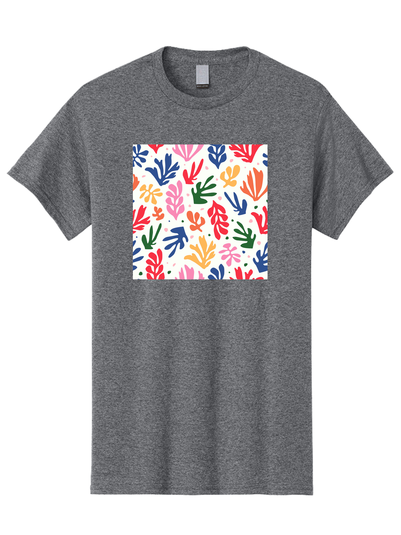 Colorful-Leaves-Pattern Men'S Graphic Tee, 100% Cotton, Comfortable Casual Summer Wear, Machine Washable, Colorful Leaves, Floral Pattern, Vibrant Colors, Playful Design, Abstract Shapes, Whimsical Artwork, Artistic Expression, Aab609