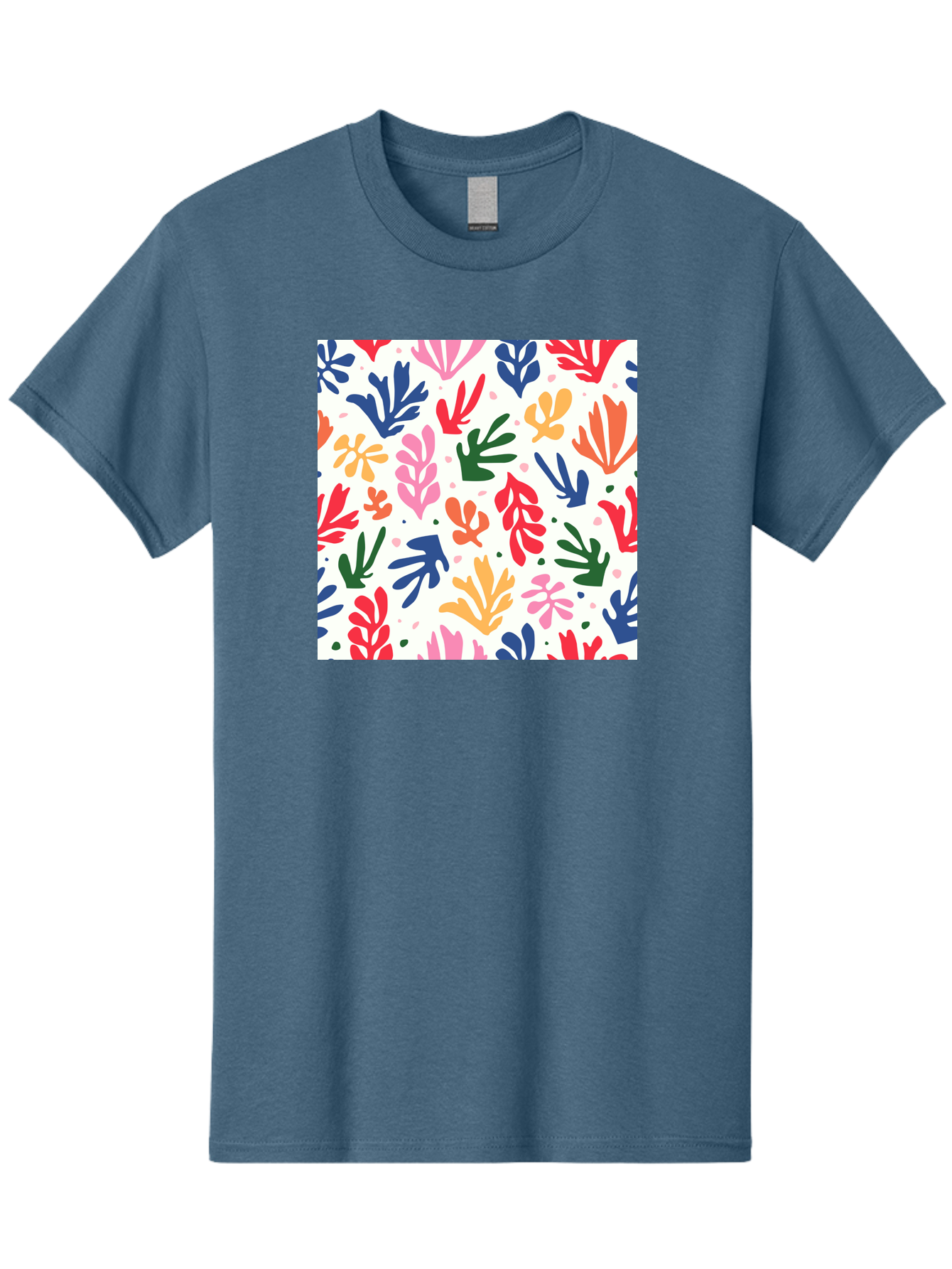 Colorful-Leaves-Pattern Men'S Graphic Tee, 100% Cotton, Comfortable Casual Summer Wear, Machine Washable, Colorful Leaves, Floral Pattern, Vibrant Colors, Playful Design, Abstract Shapes, Whimsical Artwork, Artistic Expression, Aab609