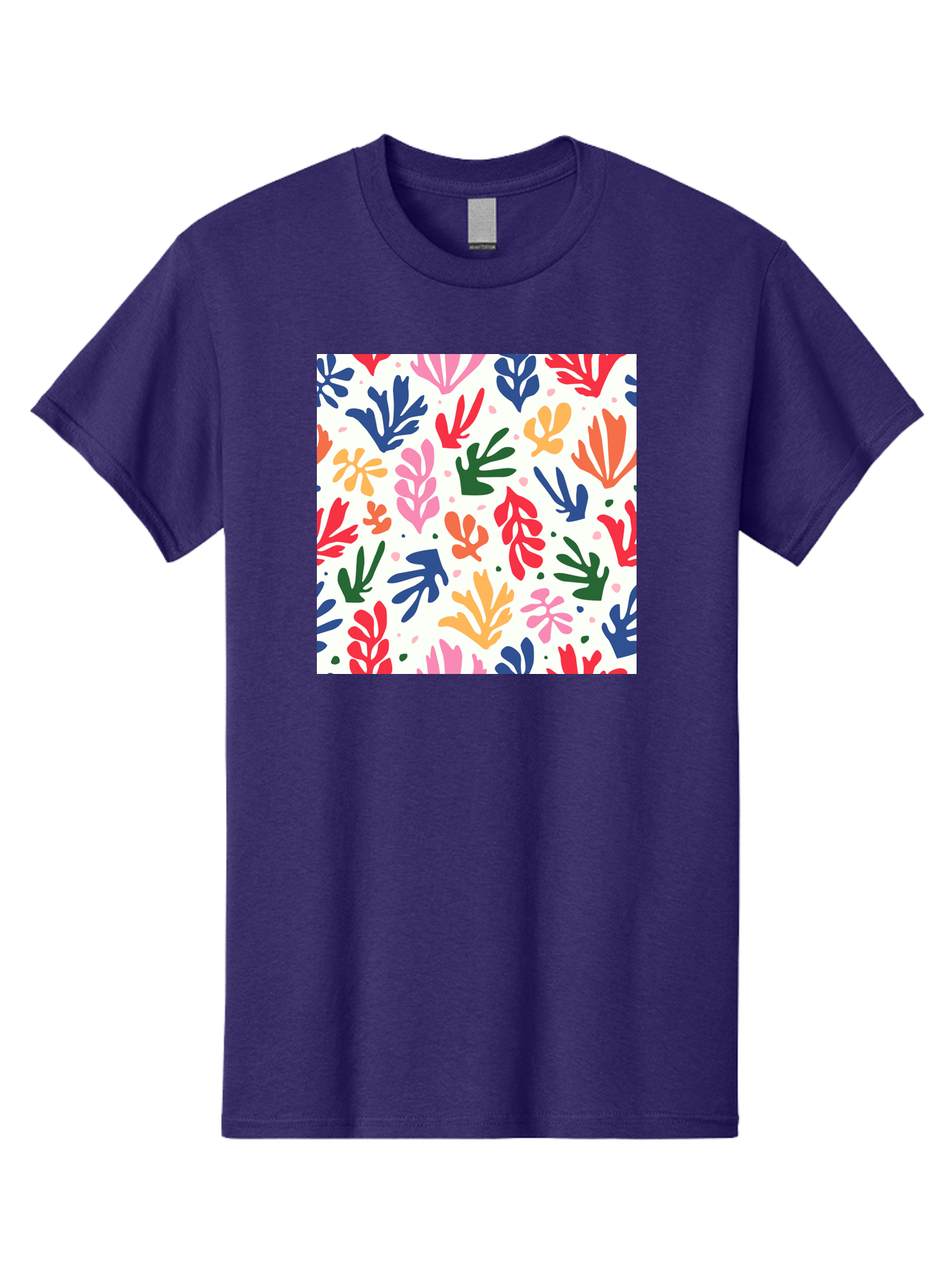 Colorful-Leaves-Pattern Men'S Graphic Tee, 100% Cotton, Comfortable Casual Summer Wear, Machine Washable, Colorful Leaves, Floral Pattern, Vibrant Colors, Playful Design, Abstract Shapes, Whimsical Artwork, Artistic Expression, Aab609