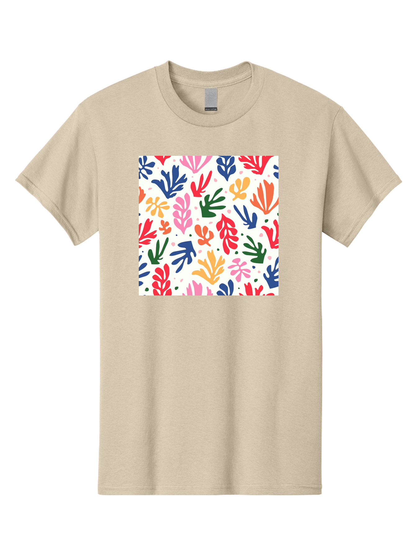 Colorful-Leaves-Pattern Men'S Graphic Tee, 100% Cotton, Comfortable Casual Summer Wear, Machine Washable, Colorful Leaves, Floral Pattern, Vibrant Colors, Playful Design, Abstract Shapes, Whimsical Artwork, Artistic Expression, Aab609