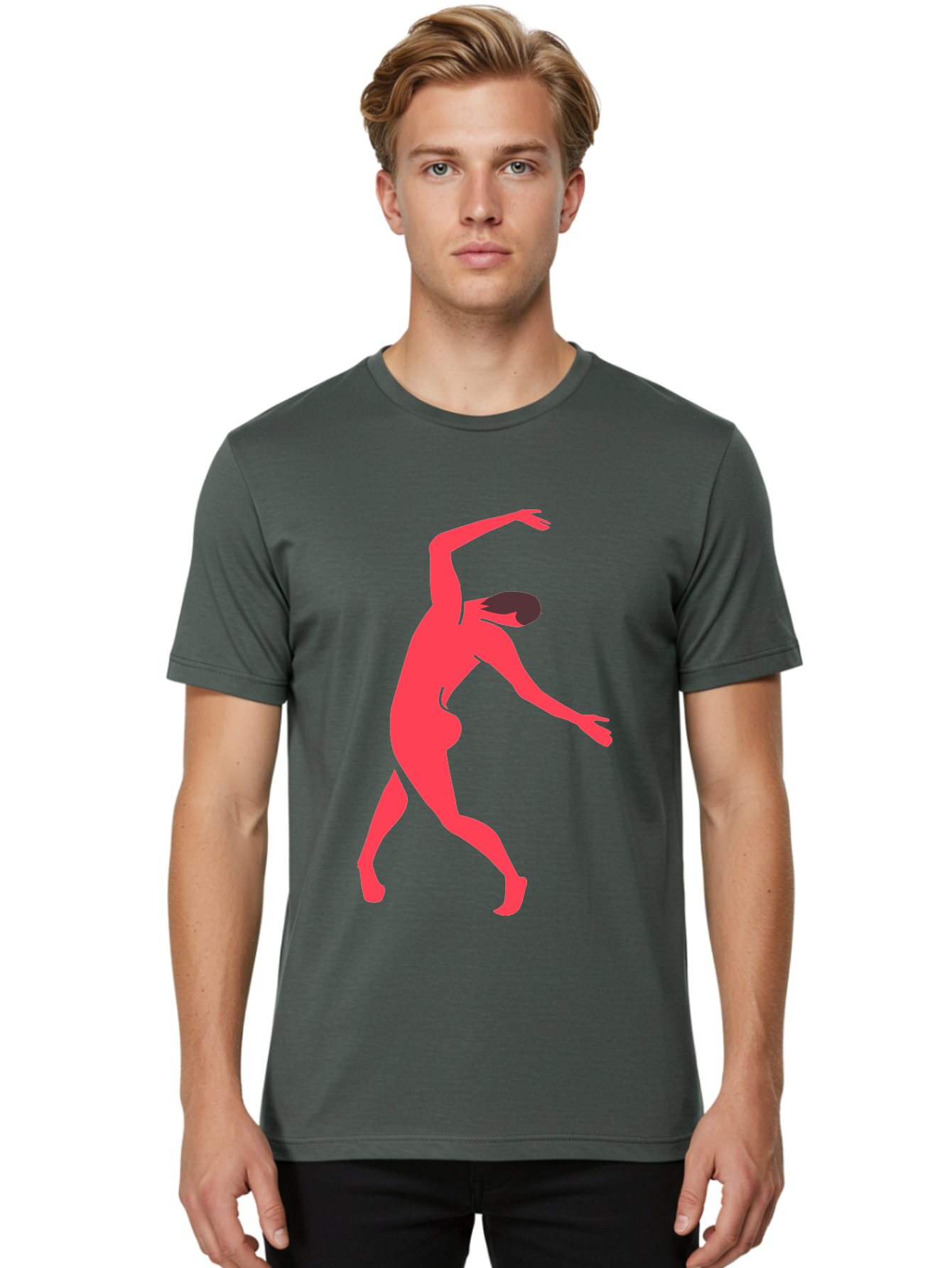 Dancer-1 Men'S Graphic Tee, 100% Cotton, Comfortable Casual Summer Wear, Machine Washable, Female Dancer, Dancing Pose, Dynamic Movement, Modern Dance, Contemporary Dance, Fluid Motion, Elegant Silhouette, Grace, Femininity, Dance Art Aab610