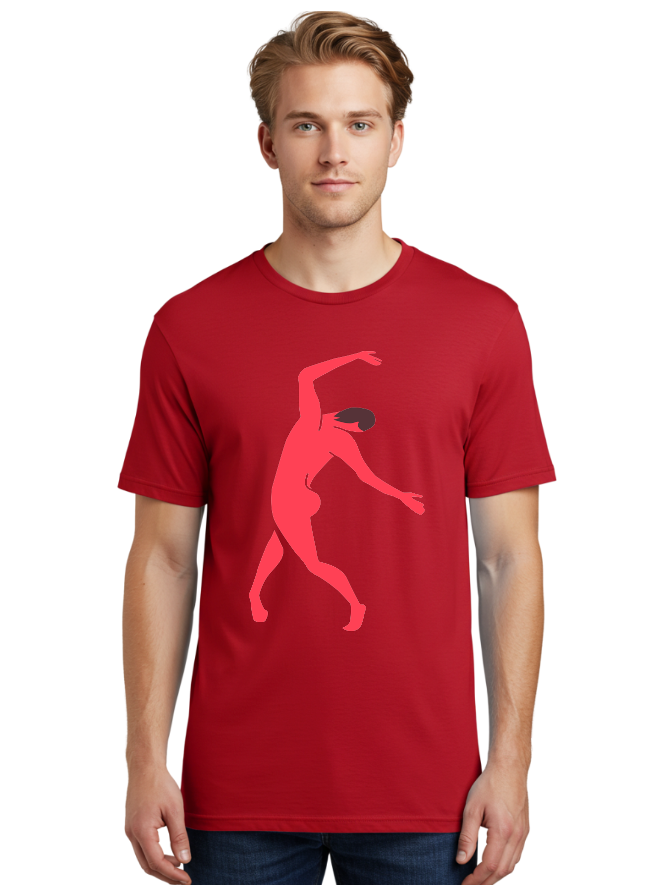 Dancer-1 Men'S Graphic Tee, 100% Cotton, Comfortable Casual Summer Wear, Machine Washable, Female Dancer, Dancing Pose, Dynamic Movement, Modern Dance, Contemporary Dance, Fluid Motion, Elegant Silhouette, Grace, Femininity, Dance Art Aab610