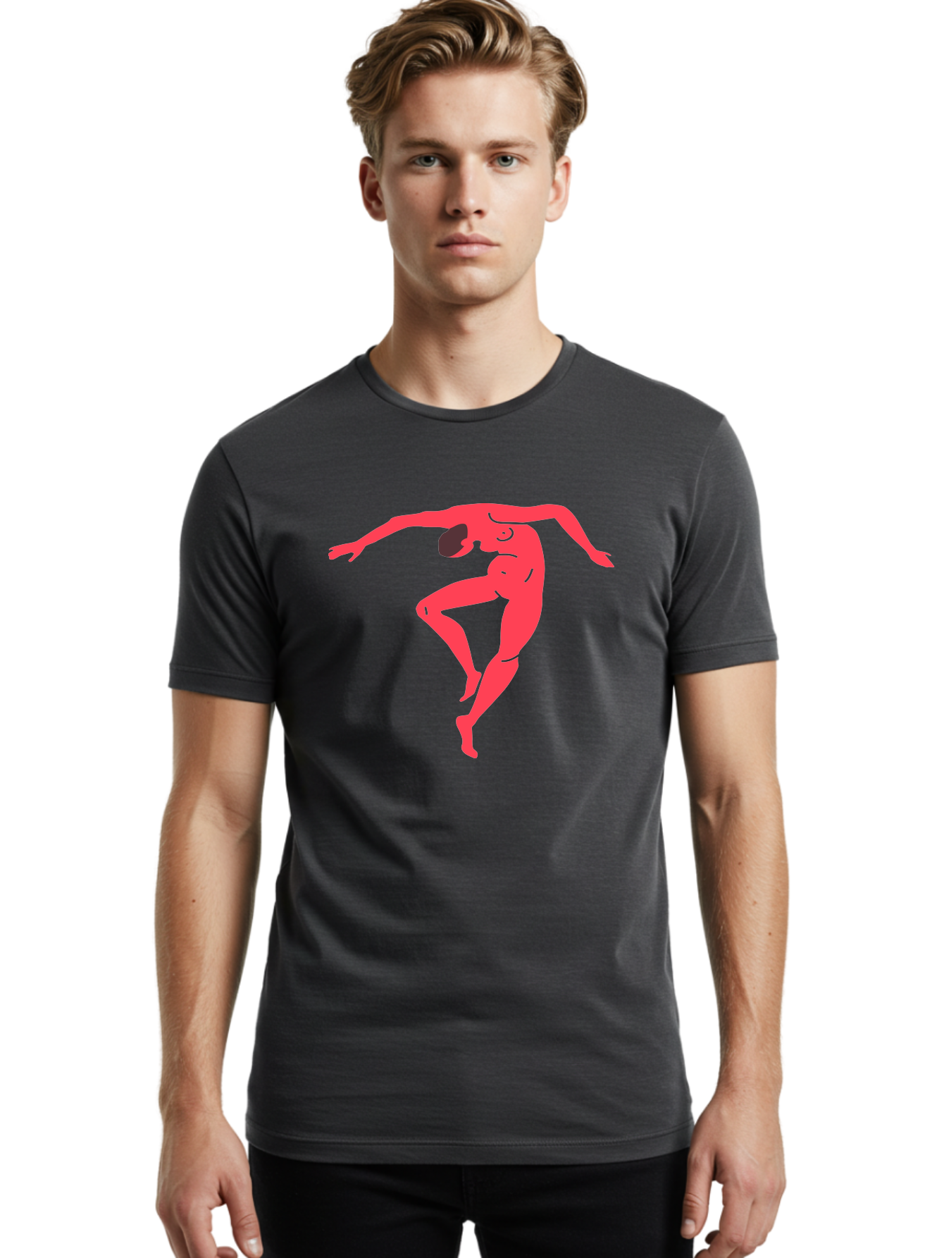 Dancer-2 Men'S Graphic Tee, 100% Cotton, Comfortable Casual Summer Wear, Machine Washable, Dynamic Pose, Human Figure, Dance Movement, Abstract Art, Minimalist Design, Modern Dance, Fluid Motion, Stylized Illustration Aab611