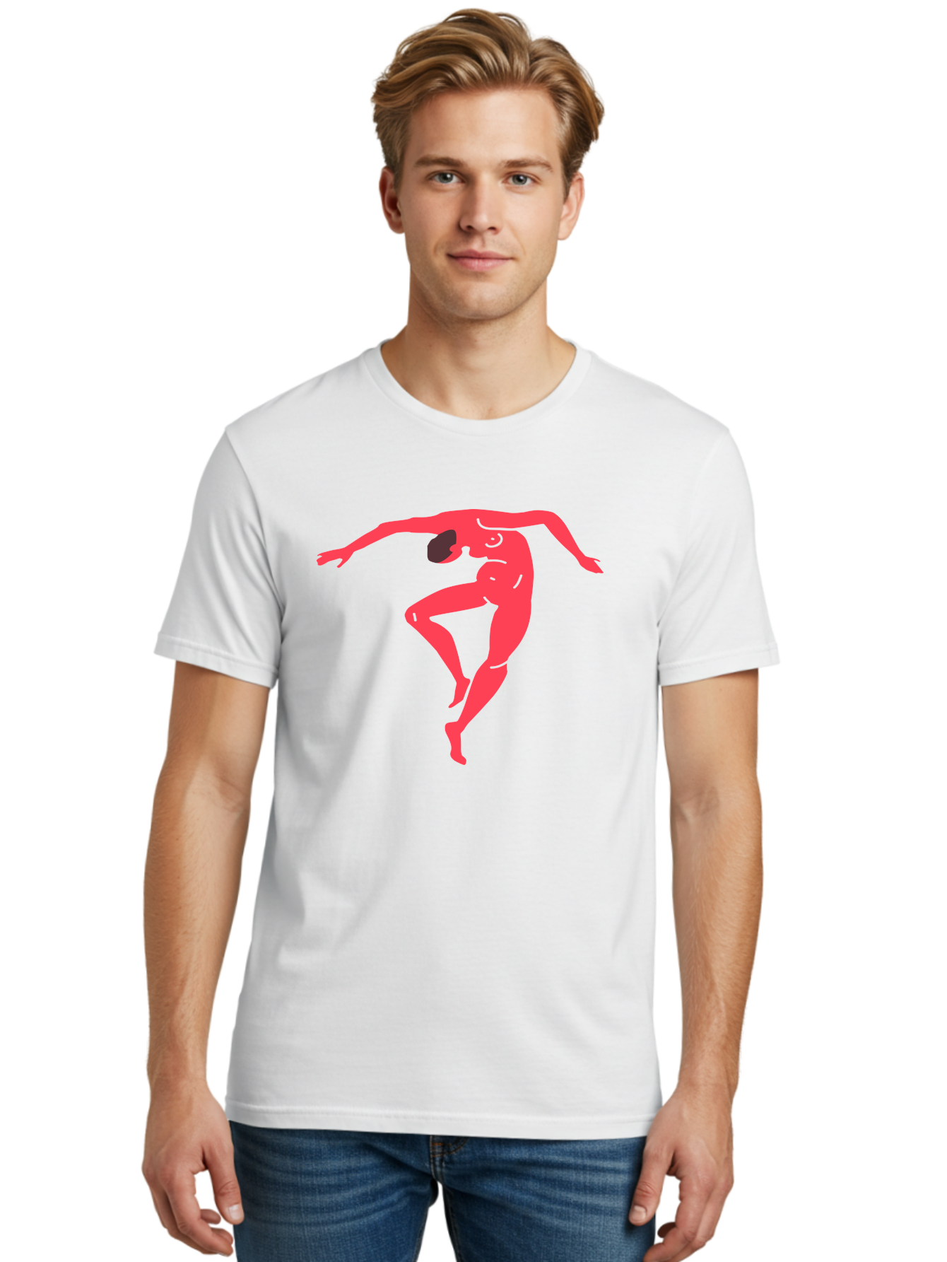 Dancer-2 Men'S Graphic Tee, 100% Cotton, Comfortable Casual Summer Wear, Machine Washable, Dynamic Pose, Human Figure, Dance Movement, Abstract Art, Minimalist Design, Modern Dance, Fluid Motion, Stylized Illustration Aab611