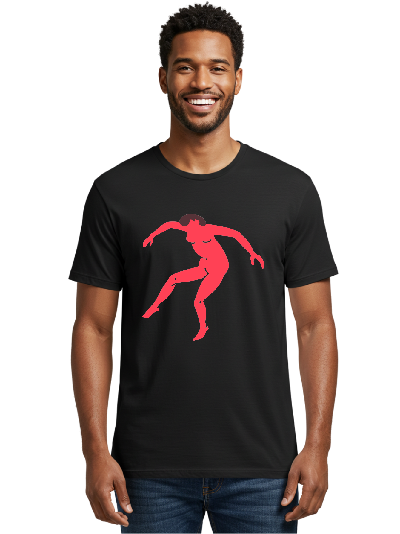 Dancer-3 Men'S Graphic Tee, 100% Cotton, Comfortable Casual Summer Wear, Machine Washable, Dancing Figure, Dynamic Pose, Flowing Movement, Abstract Art, Silhouette, Minimalist Design, Abstract Dancer, Modern Art, Bold Graphics Aab612