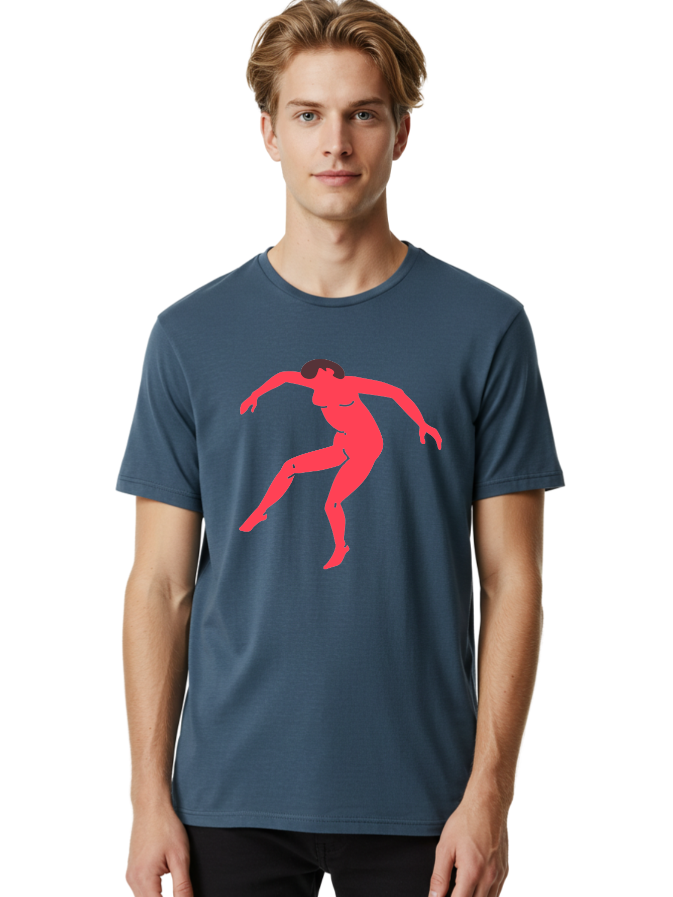 Dancer-3 Men'S Graphic Tee, 100% Cotton, Comfortable Casual Summer Wear, Machine Washable, Dancing Figure, Dynamic Pose, Flowing Movement, Abstract Art, Silhouette, Minimalist Design, Abstract Dancer, Modern Art, Bold Graphics Aab612