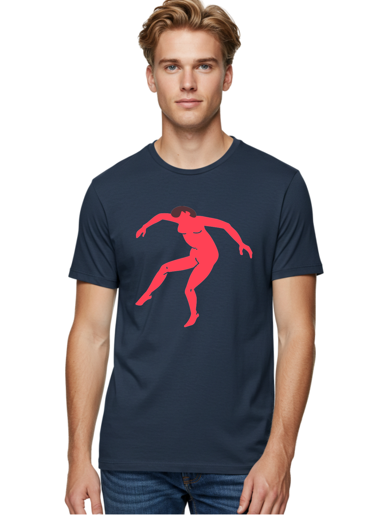 Dancer-3 Men'S Graphic Tee, 100% Cotton, Comfortable Casual Summer Wear, Machine Washable, Dancing Figure, Dynamic Pose, Flowing Movement, Abstract Art, Silhouette, Minimalist Design, Abstract Dancer, Modern Art, Bold Graphics Aab612