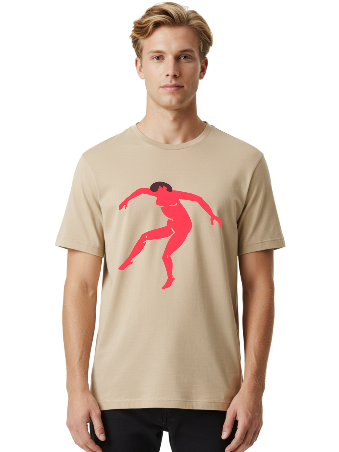 Dancer-3 Men'S Graphic Tee, 100% Cotton, Comfortable Casual Summer Wear, Machine Washable, Dancing Figure, Dynamic Pose, Flowing Movement, Abstract Art, Silhouette, Minimalist Design, Abstract Dancer, Modern Art, Bold Graphics Aab612