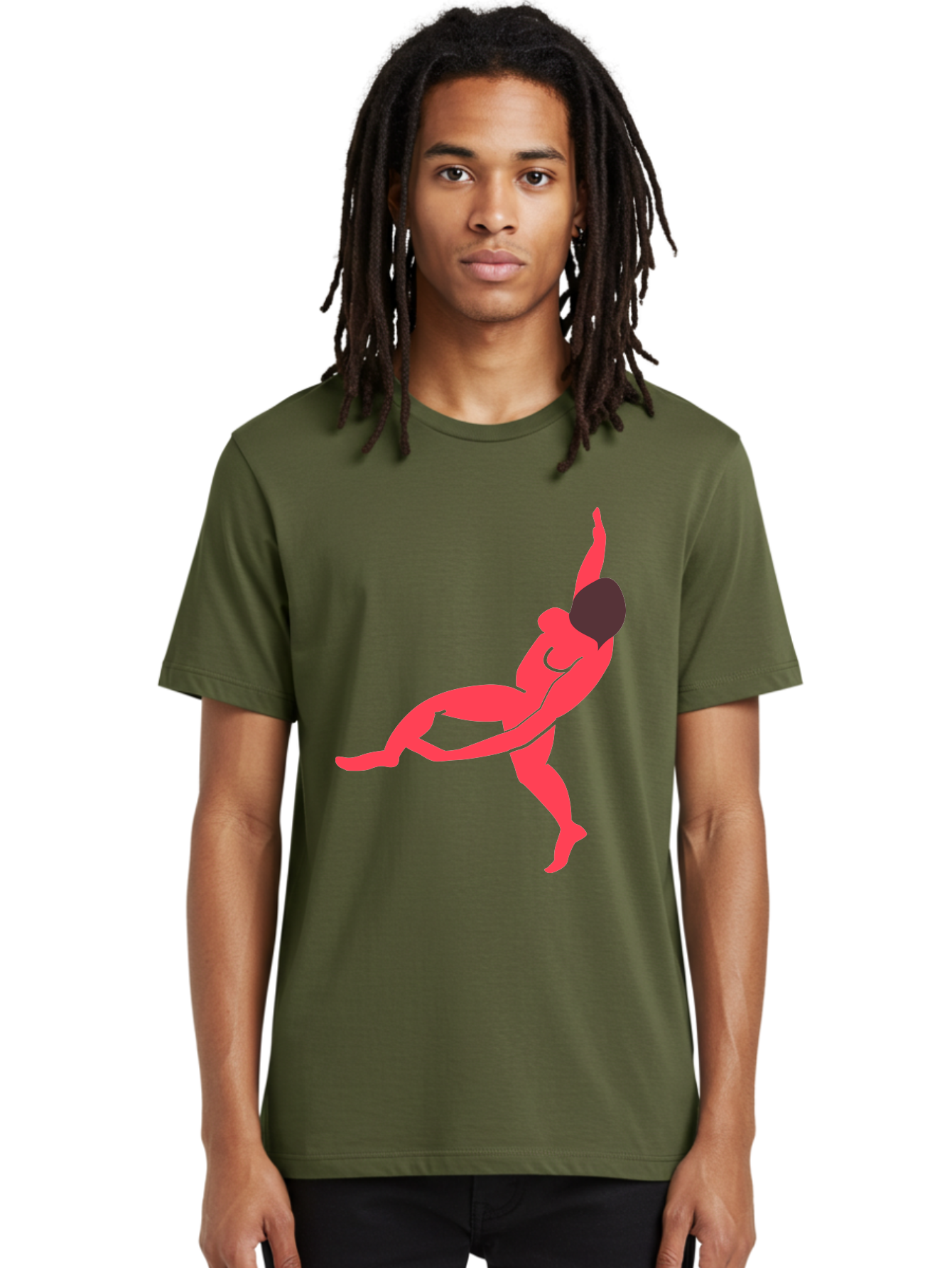 Dancer-4 Men'S Graphic Tee, 100% Cotton, Comfortable Casual Summer Wear, Machine Washable, Dancer In Motion, Flexible Pose, Dynamic Movement, Red Silhouette, Abstract Art, Contemporary Design, Artistic Expression, Fluid Body, Modern Dance, Aab613