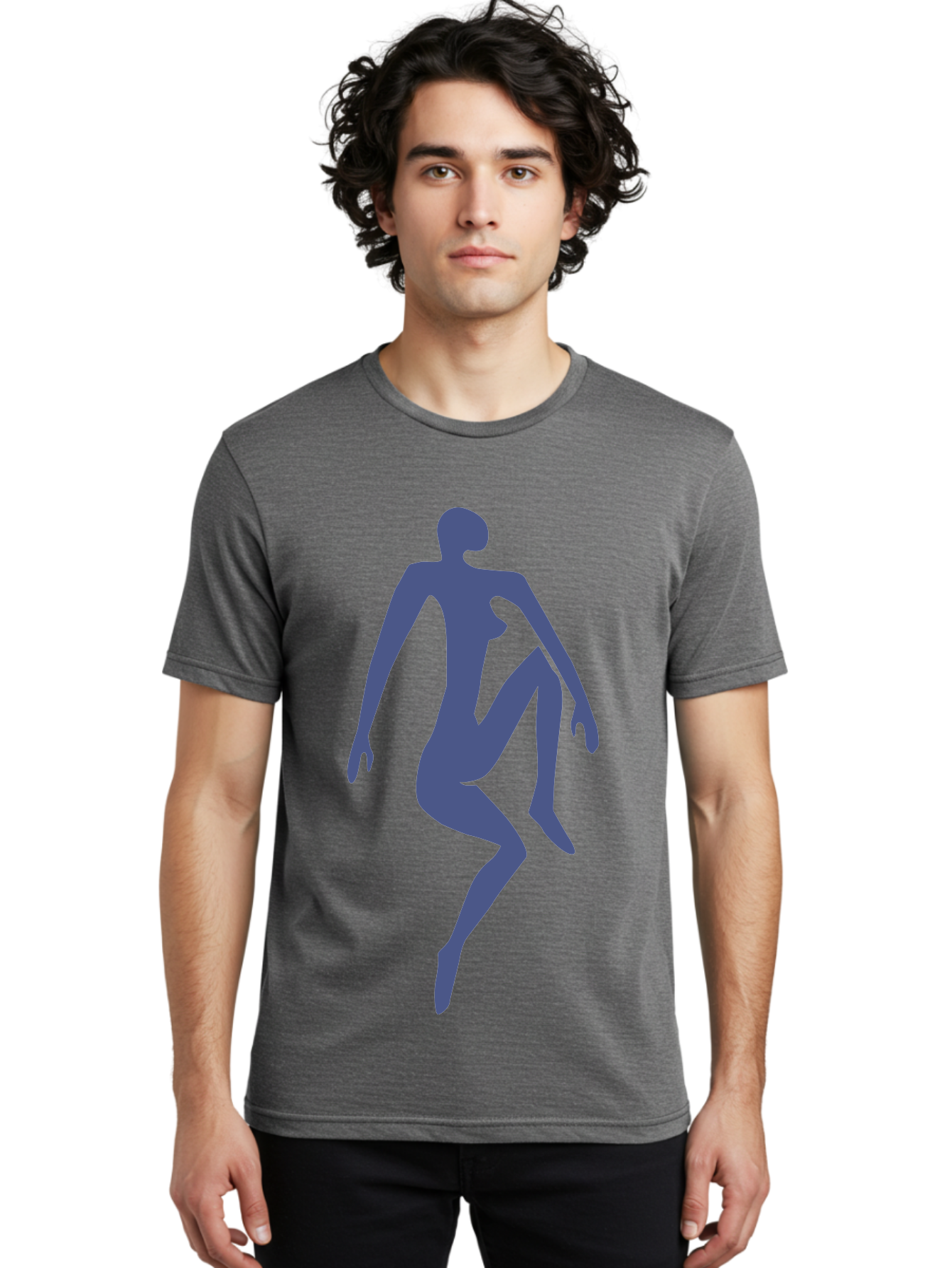 Dancer Men'S Graphic Tee, 100% Cotton, Comfortable Casual Summer Wear, Machine Washable, Nude Silhouette, Abstract Human Figure, Minimalist Art, Modern Sculpture, Elegant Pose, Flowing Lines, Abstract Representation Aab614