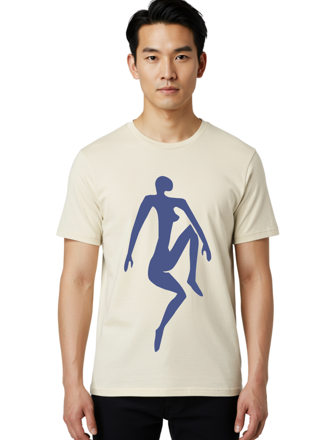 Dancer Men'S Graphic Tee, 100% Cotton, Comfortable Casual Summer Wear, Machine Washable, Nude Silhouette, Abstract Human Figure, Minimalist Art, Modern Sculpture, Elegant Pose, Flowing Lines, Abstract Representation Aab614