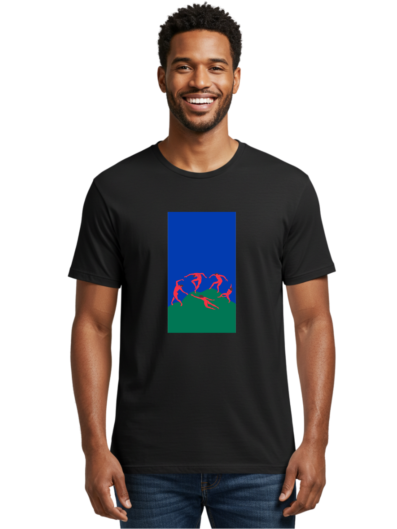Dancing-Figures Men'S Graphic Tee, 100% Cotton, Comfortable Casual Summer Wear, Machine Washable, Dancing Silhouettes, Abstract Art, Vibrant Colors, Dynamic Movement, Energetic Poses, Artistic Expression, Modern Design, Bold Graphics Aab617