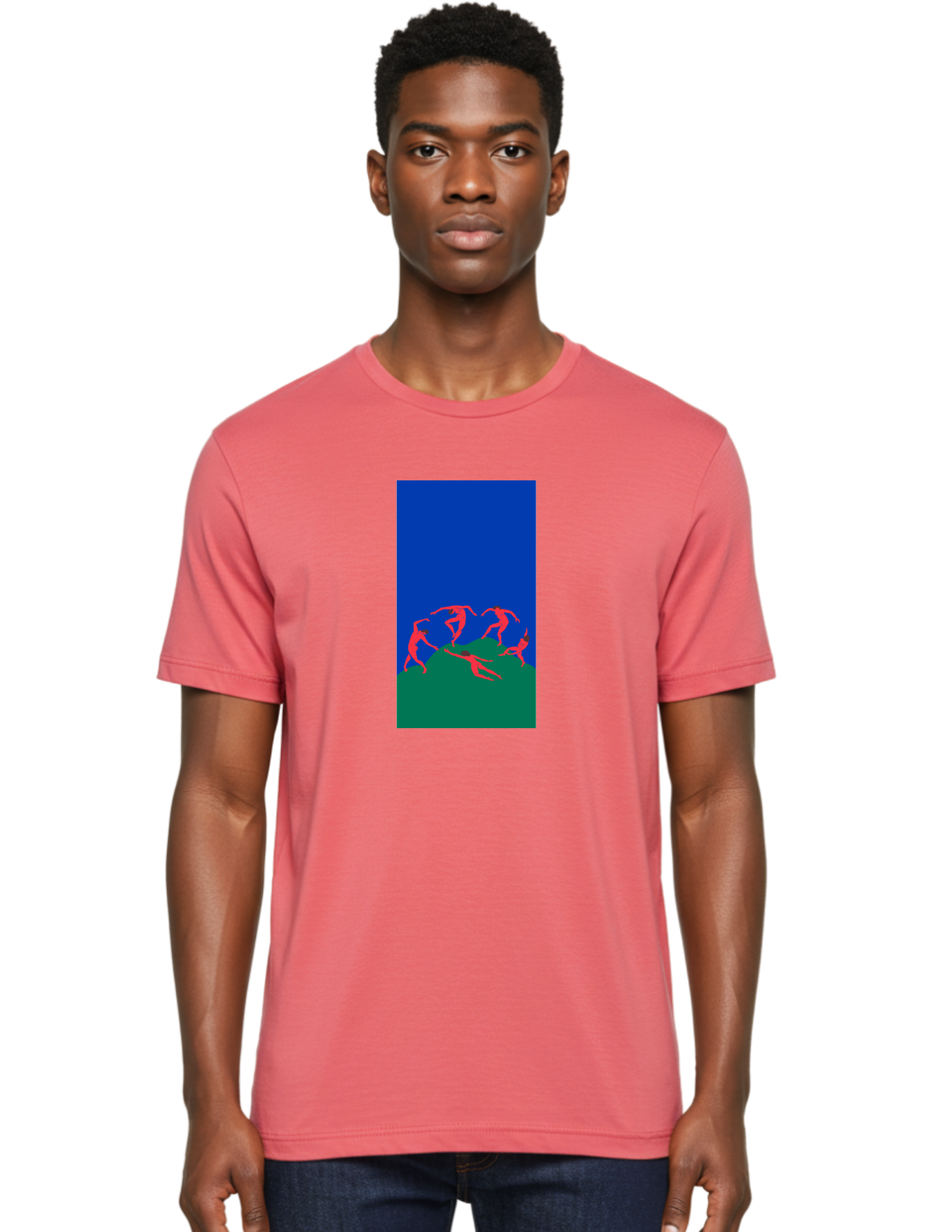 Dancing-Figures Men'S Graphic Tee, 100% Cotton, Comfortable Casual Summer Wear, Machine Washable, Dancing Silhouettes, Abstract Art, Vibrant Colors, Dynamic Movement, Energetic Poses, Artistic Expression, Modern Design, Bold Graphics Aab617