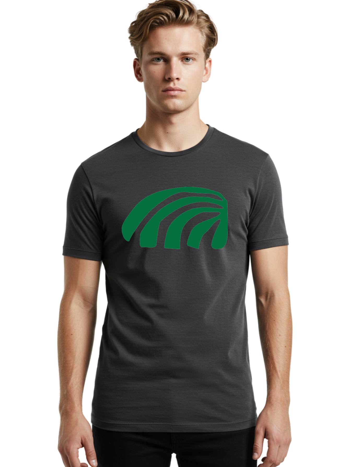 Fanning-Lines Men'S Graphic Tee, 100% Cotton, Comfortable Casual Summer Wear, Machine Washable, Wifi Symbol, Wireless Connectivity, Signal Strength, Dark Green Icon, Modern Design, Abstract Shape Aab618