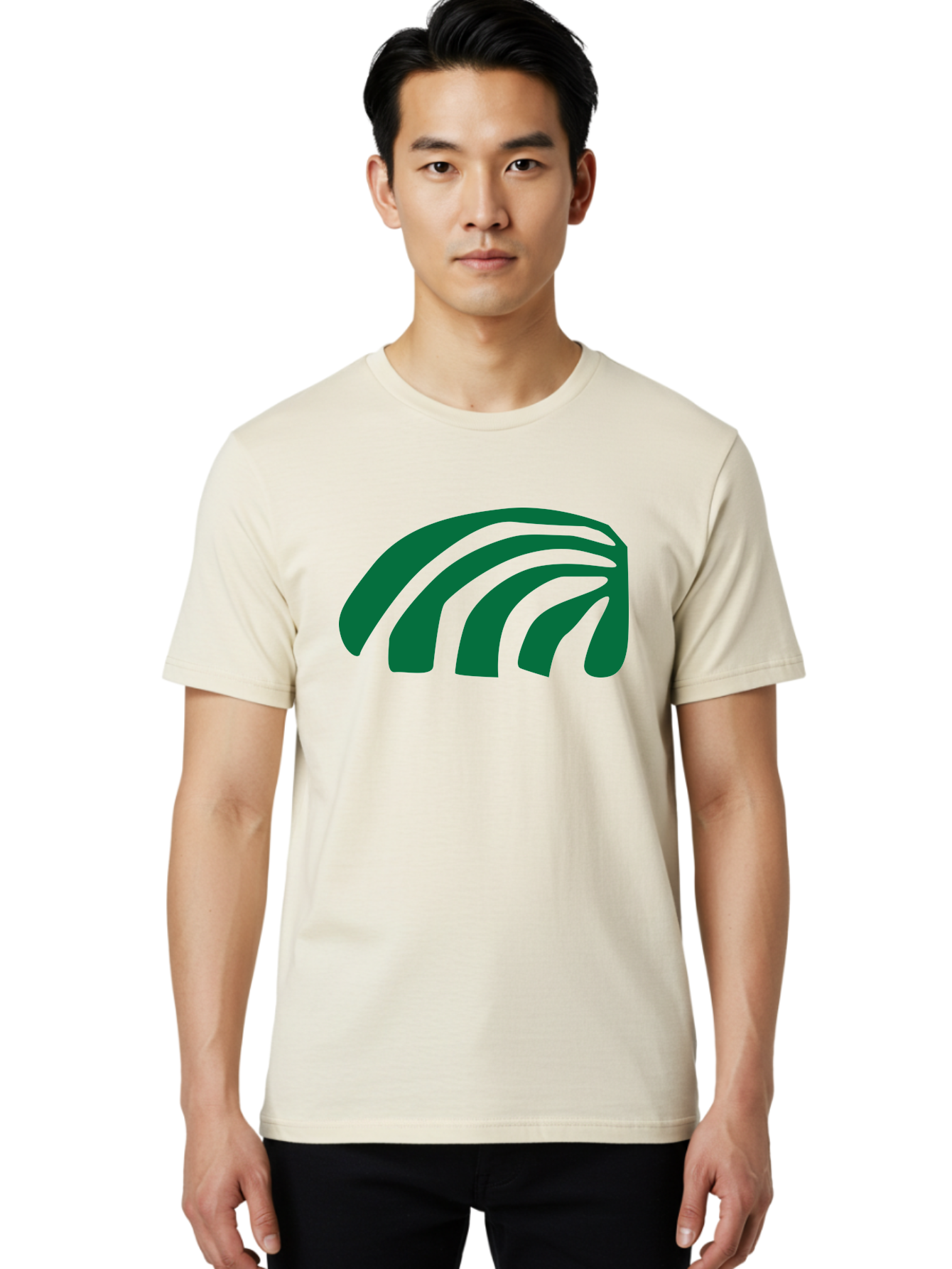 Fanning-Lines Men'S Graphic Tee, 100% Cotton, Comfortable Casual Summer Wear, Machine Washable, Wifi Symbol, Wireless Connectivity, Signal Strength, Dark Green Icon, Modern Design, Abstract Shape Aab618