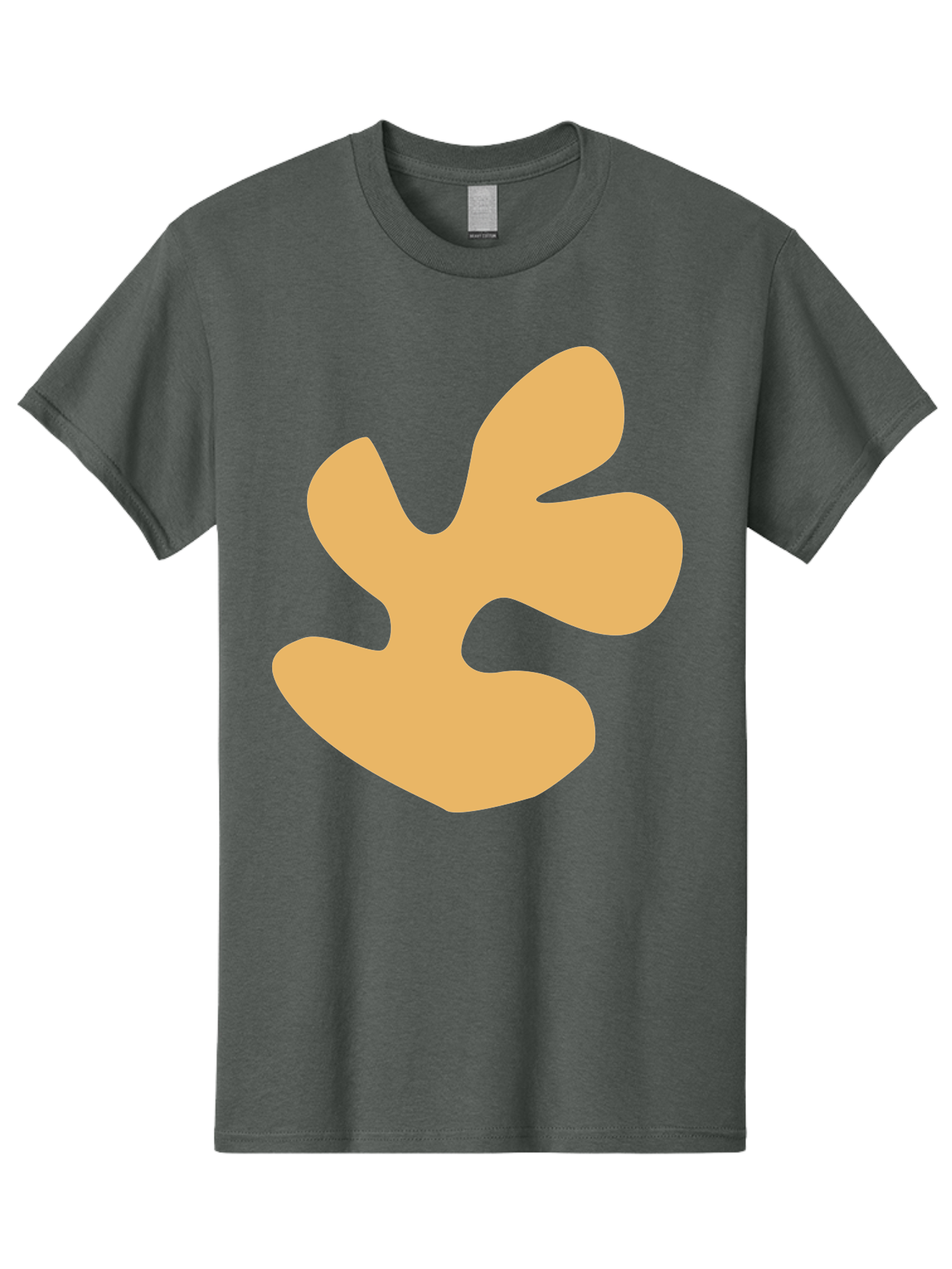 Ginkgo-Leaf Men'S Graphic Tee, 100% Cotton, Comfortable Casual Summer Wear, Machine Washable, Ginko Leaf, Abstract Shape, Minimalist Design, Simple Graphics, Tan Color, Modern Art, Digital Illustration Aab619