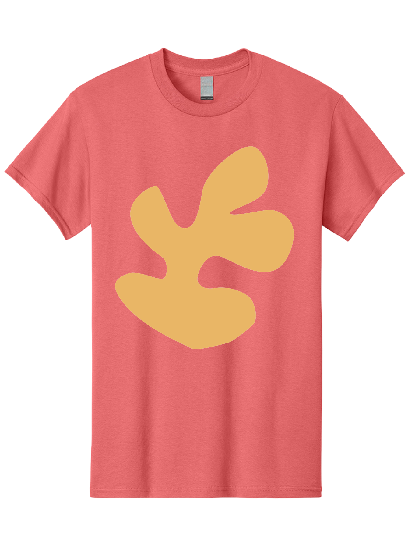 Ginkgo-Leaf Men'S Graphic Tee, 100% Cotton, Comfortable Casual Summer Wear, Machine Washable, Ginko Leaf, Abstract Shape, Minimalist Design, Simple Graphics, Tan Color, Modern Art, Digital Illustration Aab619