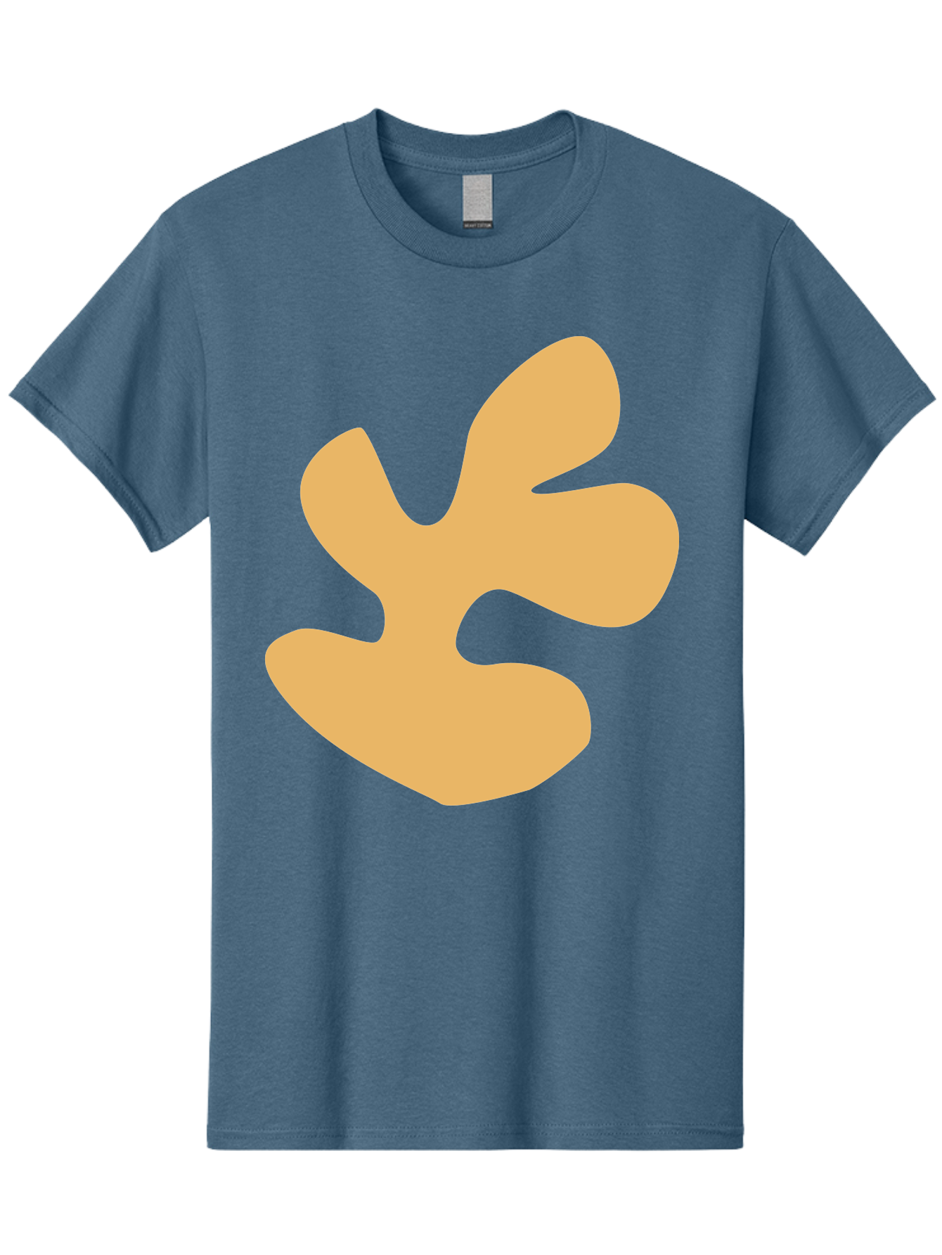 Ginkgo-Leaf Men'S Graphic Tee, 100% Cotton, Comfortable Casual Summer Wear, Machine Washable, Ginko Leaf, Abstract Shape, Minimalist Design, Simple Graphics, Tan Color, Modern Art, Digital Illustration Aab619