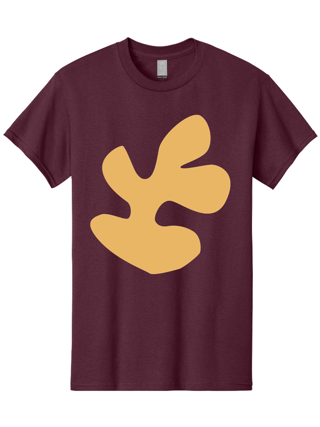 Ginkgo-Leaf Men'S Graphic Tee, 100% Cotton, Comfortable Casual Summer Wear, Machine Washable, Ginko Leaf, Abstract Shape, Minimalist Design, Simple Graphics, Tan Color, Modern Art, Digital Illustration Aab619