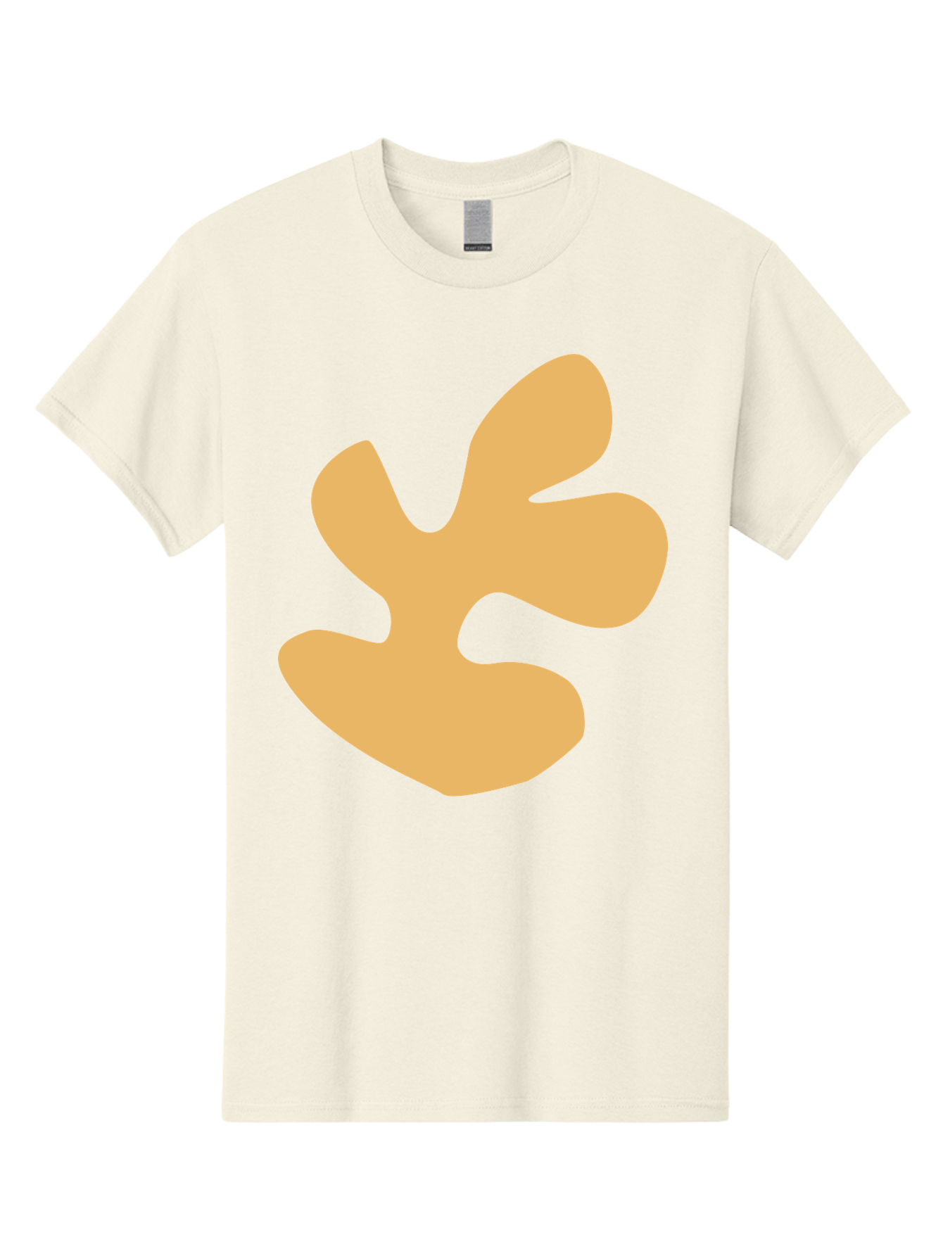 Ginkgo-Leaf Men'S Graphic Tee, 100% Cotton, Comfortable Casual Summer Wear, Machine Washable, Ginko Leaf, Abstract Shape, Minimalist Design, Simple Graphics, Tan Color, Modern Art, Digital Illustration Aab619