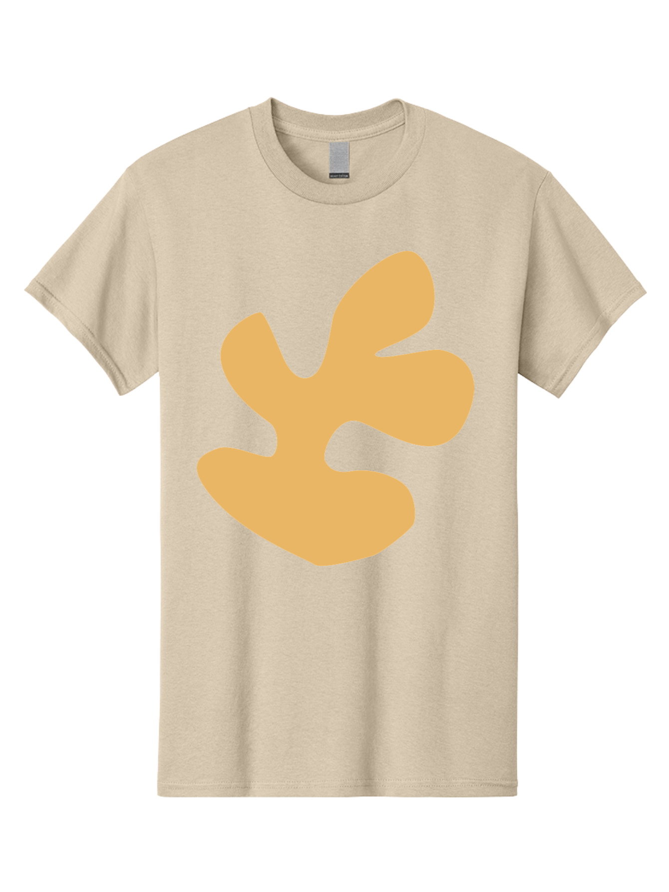 Ginkgo-Leaf Men'S Graphic Tee, 100% Cotton, Comfortable Casual Summer Wear, Machine Washable, Ginko Leaf, Abstract Shape, Minimalist Design, Simple Graphics, Tan Color, Modern Art, Digital Illustration Aab619
