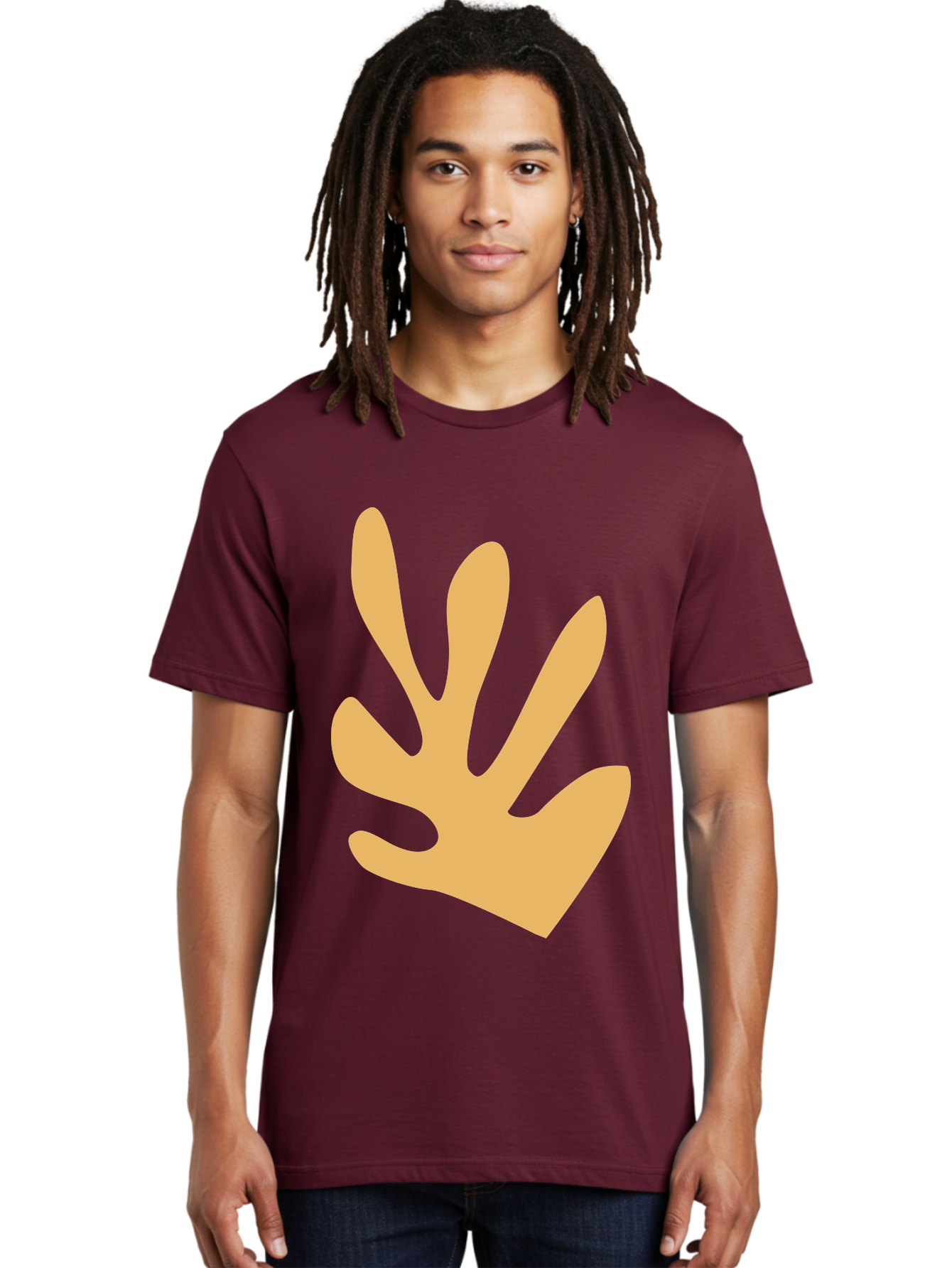 Handprint Men'S Graphic Tee, 100% Cotton, Comfortable Casual Summer Wear, Machine Washable, Handprint, Peach Colored Hand, Simple Illustration, Minimalist Design, Children'S Art, Creative Expression, Hand Gesture Aab621