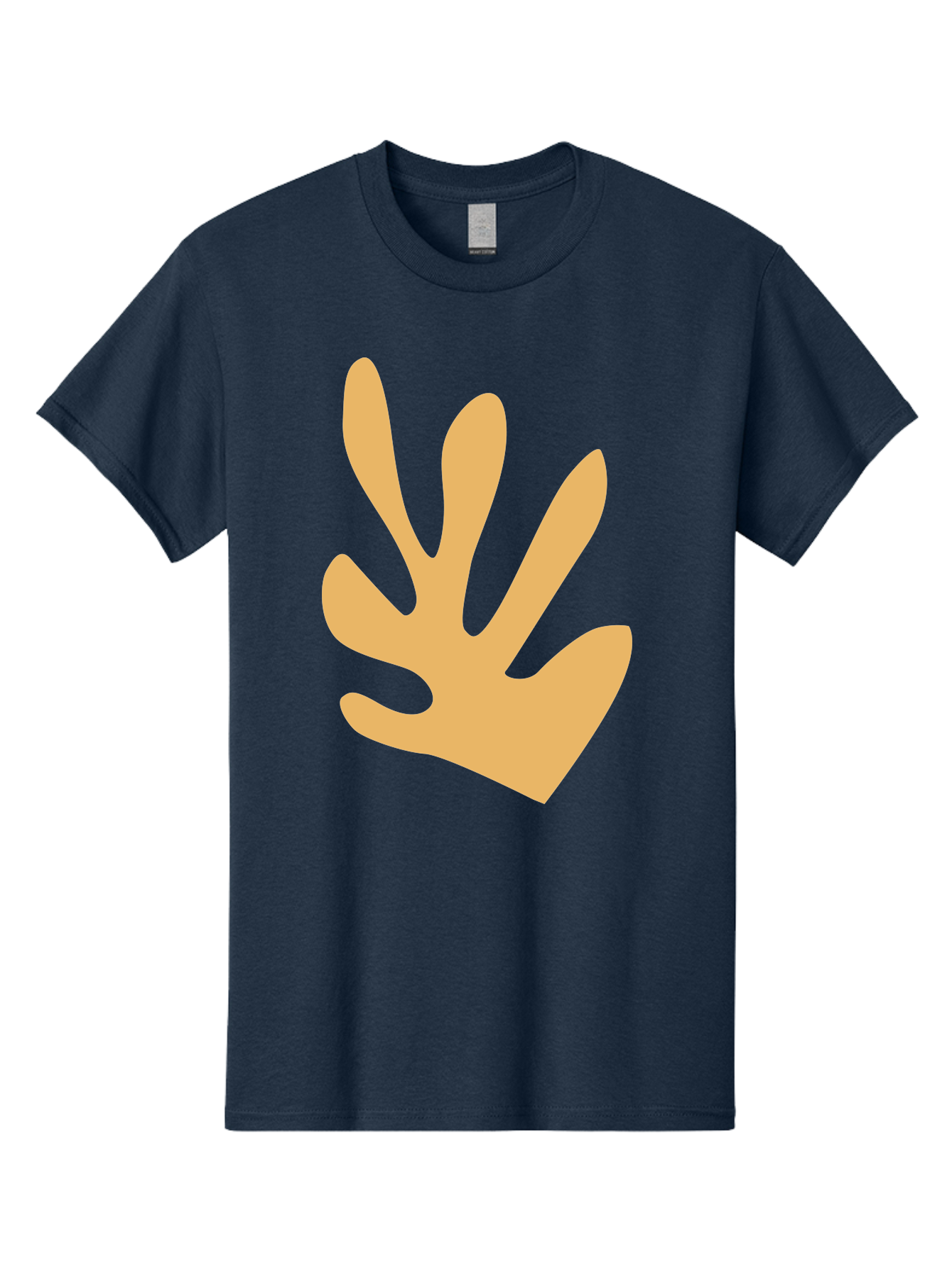 Handprint Men'S Graphic Tee, 100% Cotton, Comfortable Casual Summer Wear, Machine Washable, Handprint, Peach Colored Hand, Simple Illustration, Minimalist Design, Children'S Art, Creative Expression, Hand Gesture Aab621