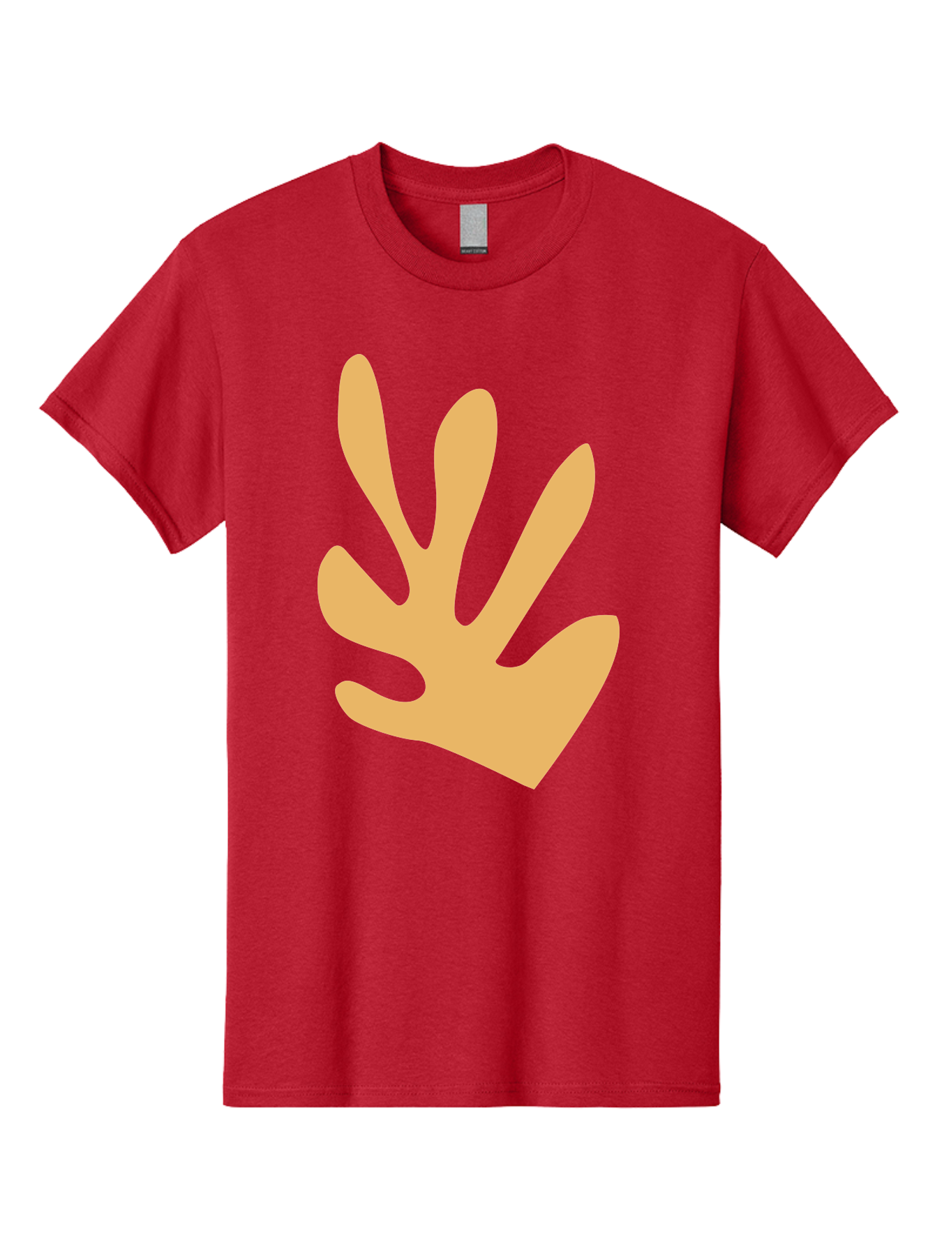 Handprint Men'S Graphic Tee, 100% Cotton, Comfortable Casual Summer Wear, Machine Washable, Handprint, Peach Colored Hand, Simple Illustration, Minimalist Design, Children'S Art, Creative Expression, Hand Gesture Aab621