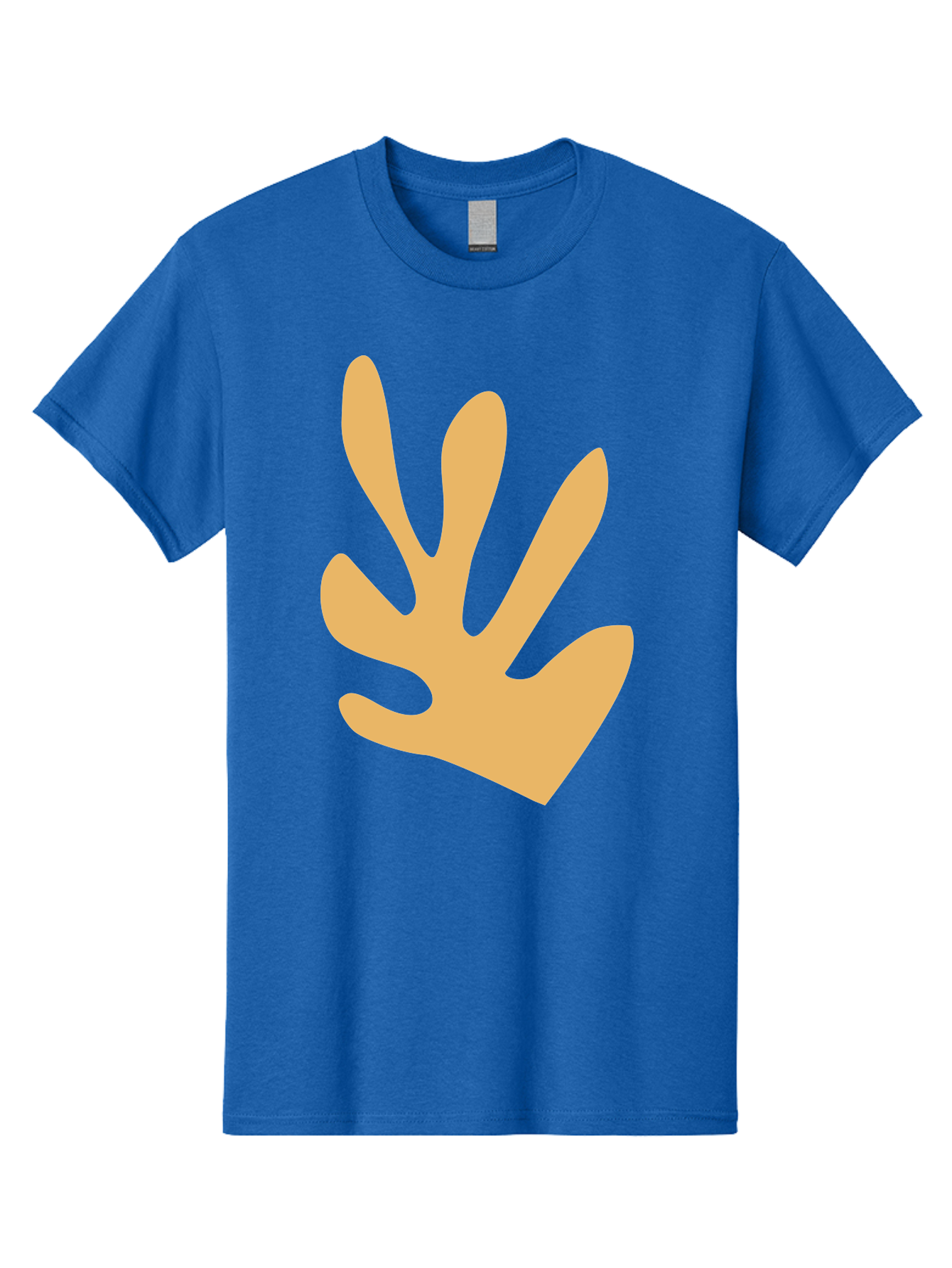 Handprint Men'S Graphic Tee, 100% Cotton, Comfortable Casual Summer Wear, Machine Washable, Handprint, Peach Colored Hand, Simple Illustration, Minimalist Design, Children'S Art, Creative Expression, Hand Gesture Aab621