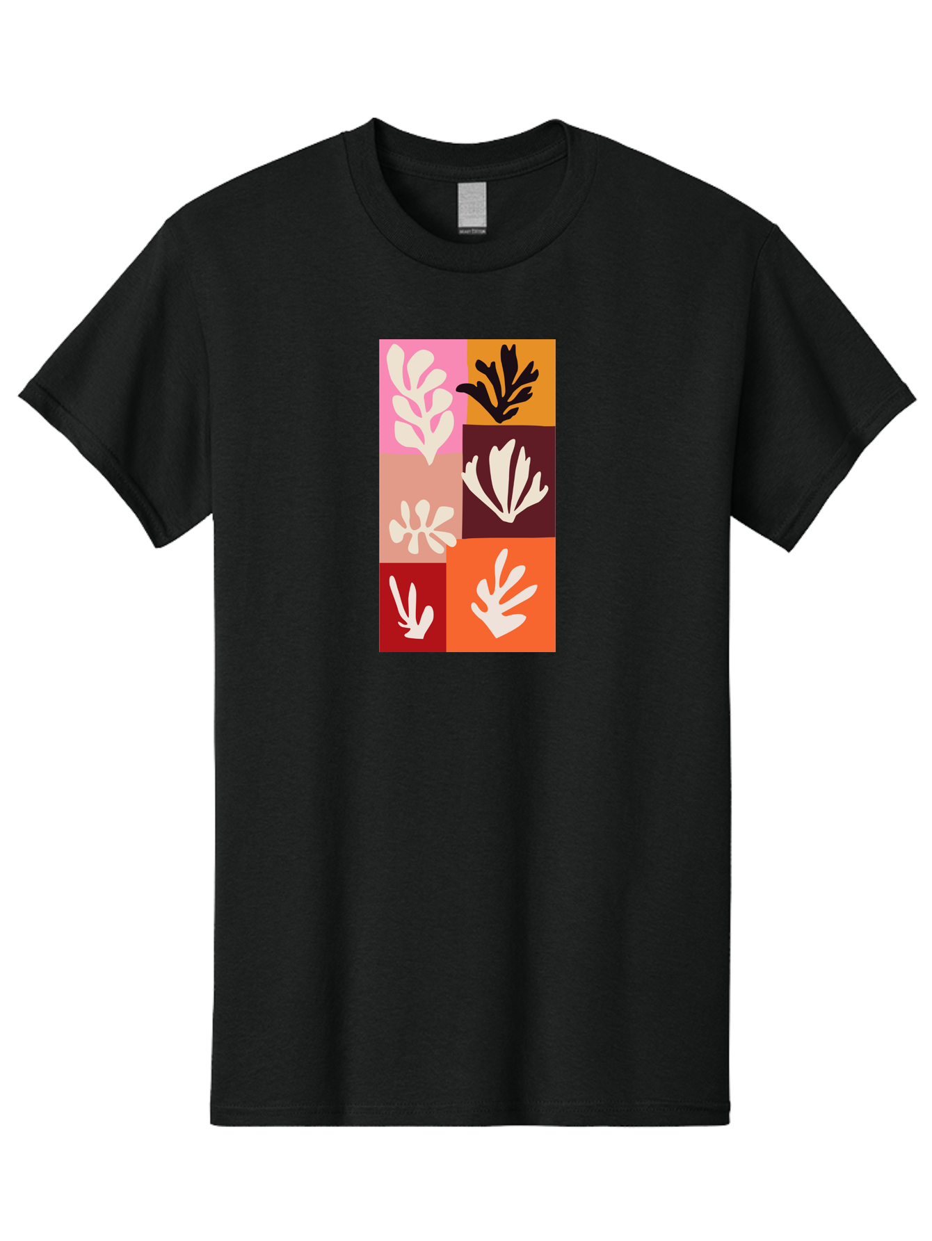 Leaf-Patterns Men'S Graphic Tee, 100% Cotton, Comfortable Casual Summer Wear, Machine Washable, Abstract Art, Cut-Out Technique, Floral Motifs, Bold Colors, Minimalist Design, Modern Art, Decorative Patterns, Leaf Silhouettes, Artistic Collage Aab622
