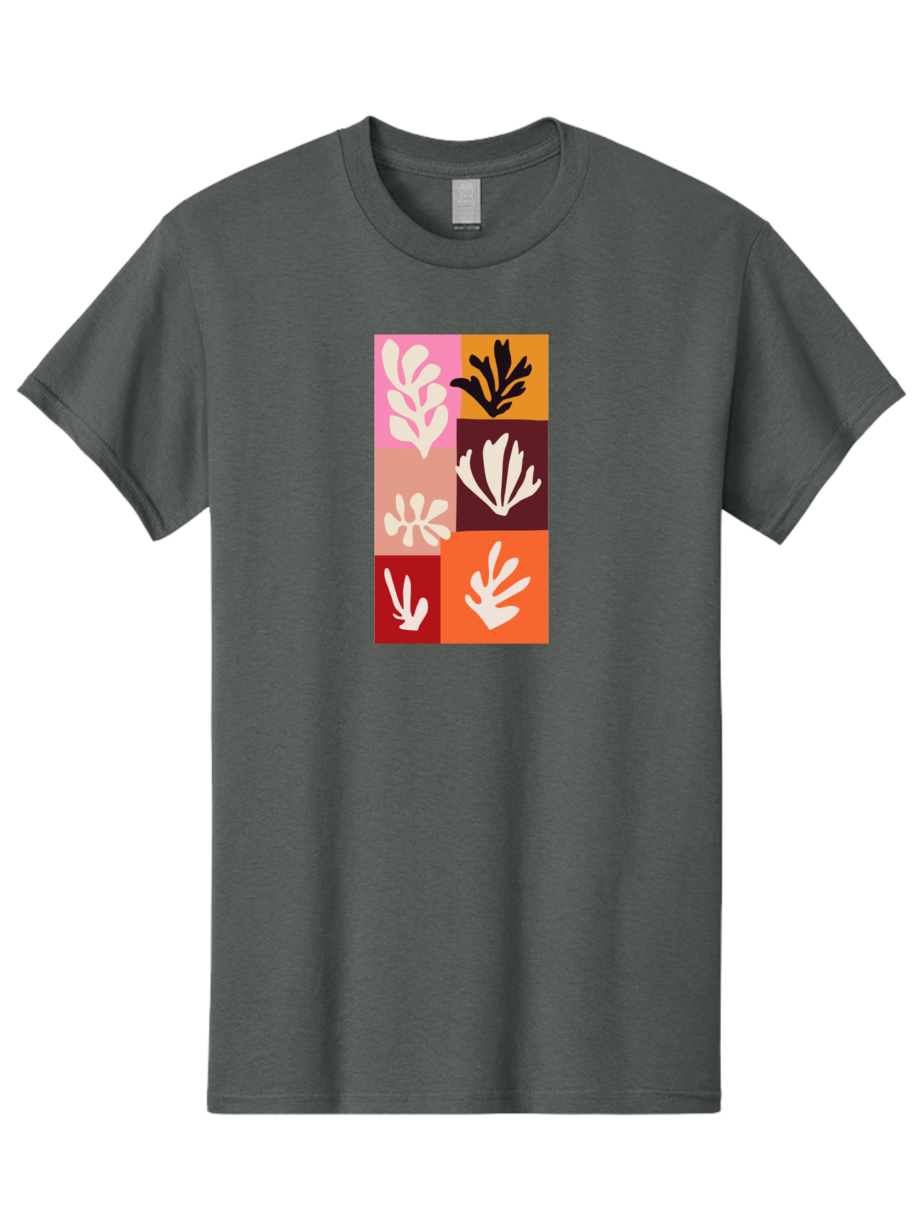Leaf-Patterns Men'S Graphic Tee, 100% Cotton, Comfortable Casual Summer Wear, Machine Washable, Abstract Art, Cut-Out Technique, Floral Motifs, Bold Colors, Minimalist Design, Modern Art, Decorative Patterns, Leaf Silhouettes, Artistic Collage Aab622