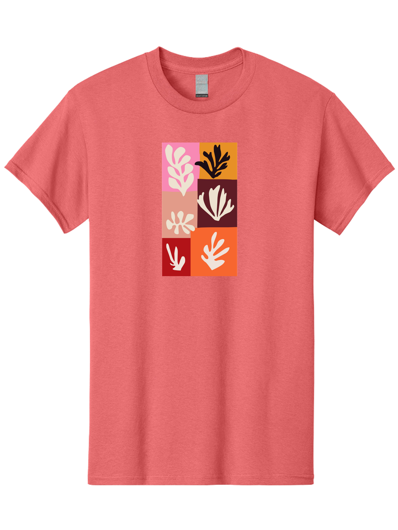 Leaf-Patterns Men'S Graphic Tee, 100% Cotton, Comfortable Casual Summer Wear, Machine Washable, Abstract Art, Cut-Out Technique, Floral Motifs, Bold Colors, Minimalist Design, Modern Art, Decorative Patterns, Leaf Silhouettes, Artistic Collage Aab622