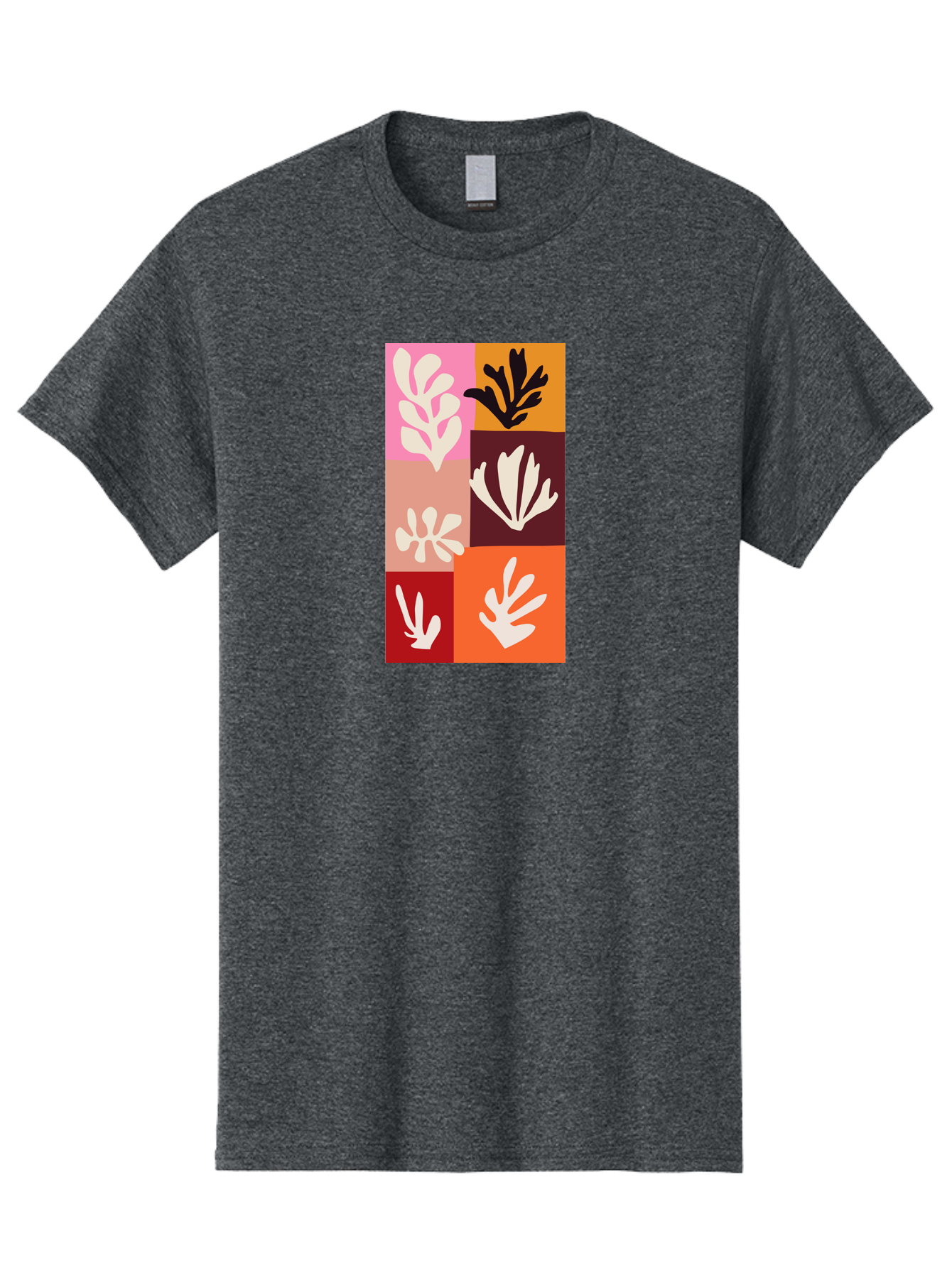 Leaf-Patterns Men'S Graphic Tee, 100% Cotton, Comfortable Casual Summer Wear, Machine Washable, Abstract Art, Cut-Out Technique, Floral Motifs, Bold Colors, Minimalist Design, Modern Art, Decorative Patterns, Leaf Silhouettes, Artistic Collage Aab622