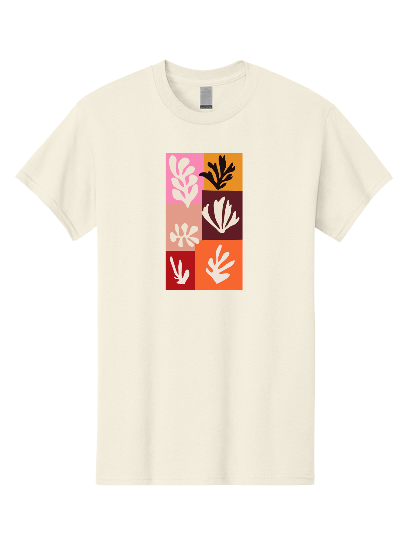 Leaf-Patterns Men'S Graphic Tee, 100% Cotton, Comfortable Casual Summer Wear, Machine Washable, Abstract Art, Cut-Out Technique, Floral Motifs, Bold Colors, Minimalist Design, Modern Art, Decorative Patterns, Leaf Silhouettes, Artistic Collage Aab622