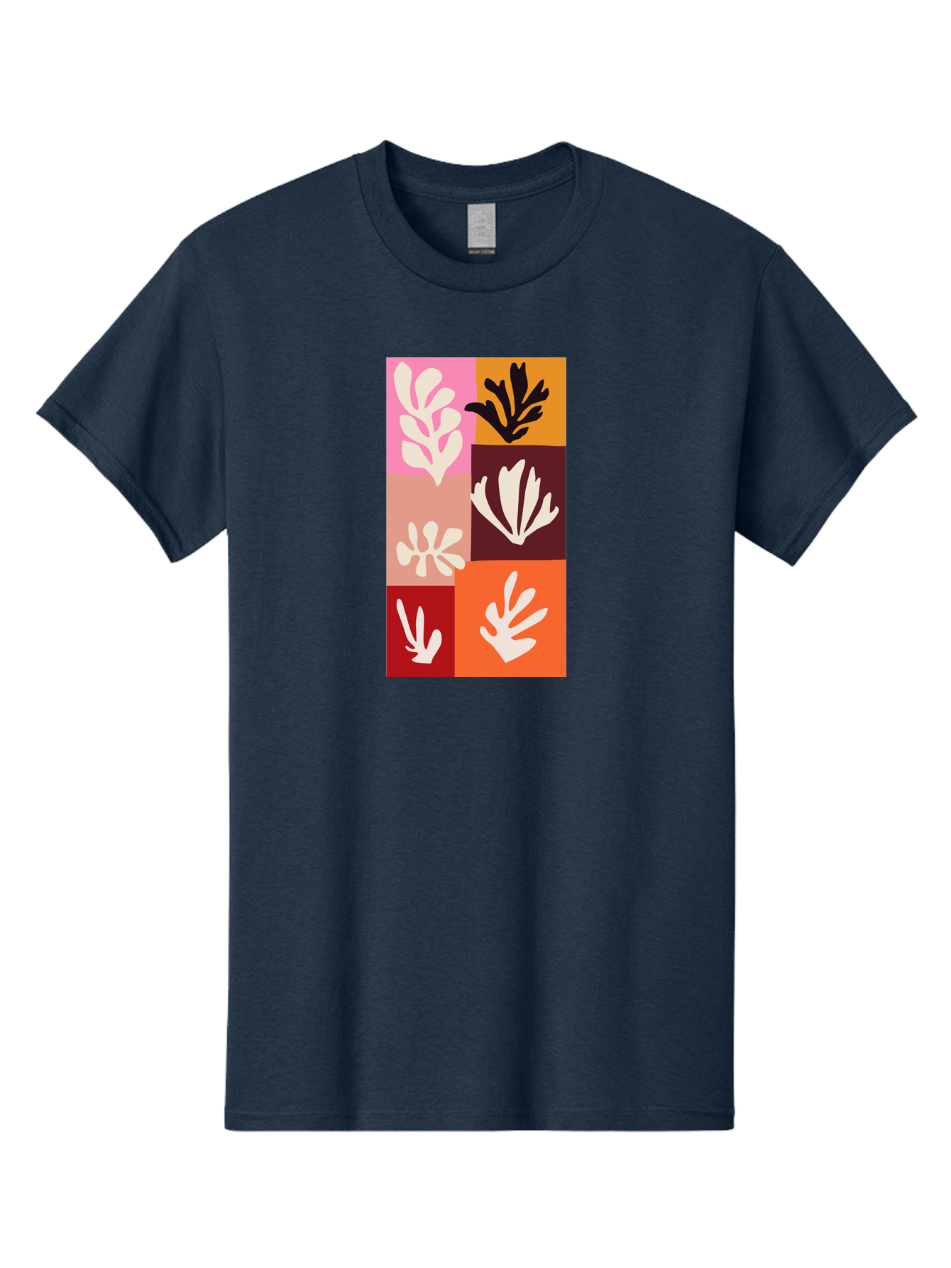 Leaf-Patterns Men'S Graphic Tee, 100% Cotton, Comfortable Casual Summer Wear, Machine Washable, Abstract Art, Cut-Out Technique, Floral Motifs, Bold Colors, Minimalist Design, Modern Art, Decorative Patterns, Leaf Silhouettes, Artistic Collage Aab622