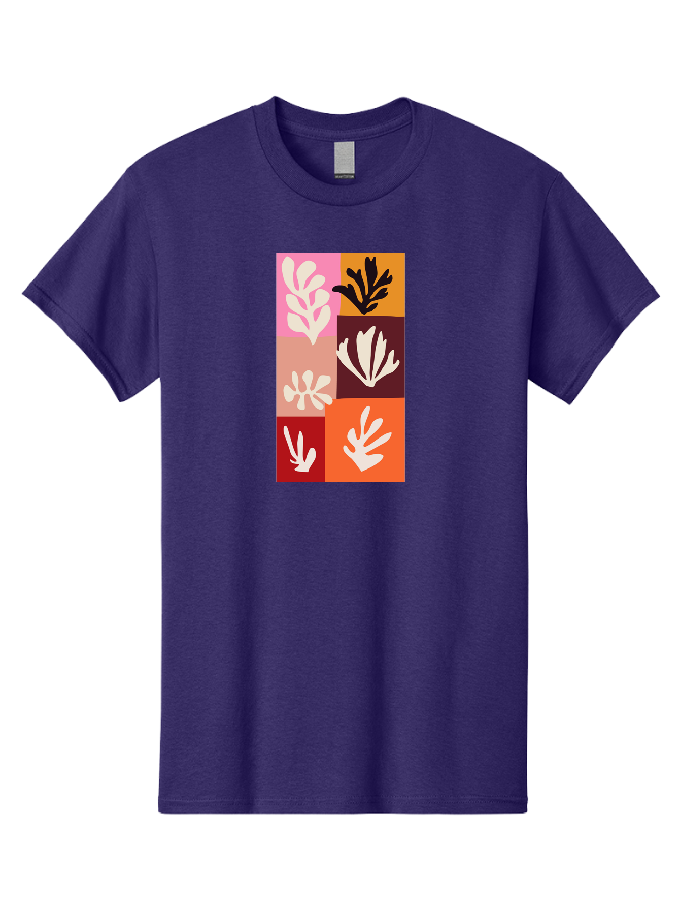 Leaf-Patterns Men'S Graphic Tee, 100% Cotton, Comfortable Casual Summer Wear, Machine Washable, Abstract Art, Cut-Out Technique, Floral Motifs, Bold Colors, Minimalist Design, Modern Art, Decorative Patterns, Leaf Silhouettes, Artistic Collage Aab622