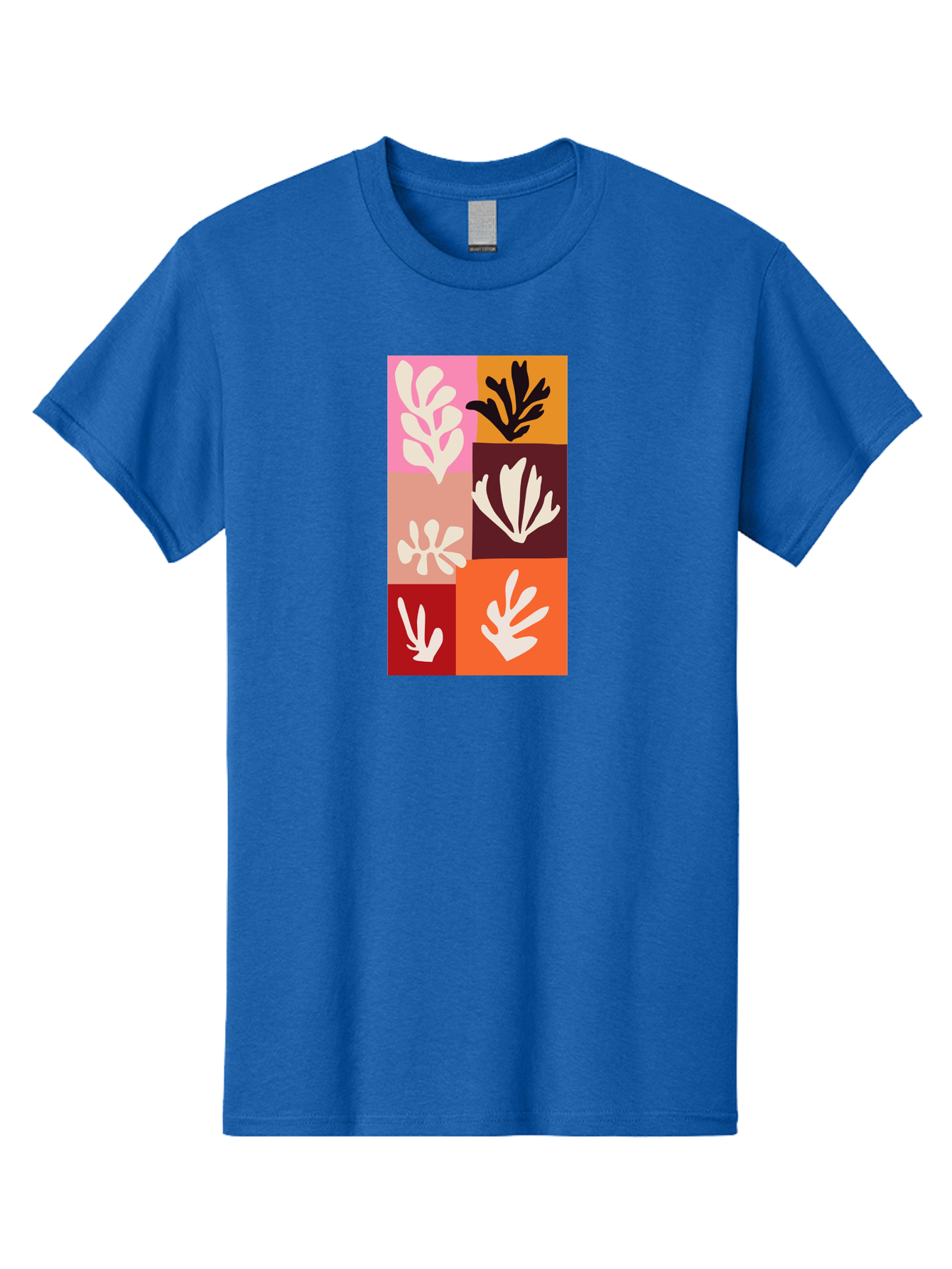Leaf-Patterns Men'S Graphic Tee, 100% Cotton, Comfortable Casual Summer Wear, Machine Washable, Abstract Art, Cut-Out Technique, Floral Motifs, Bold Colors, Minimalist Design, Modern Art, Decorative Patterns, Leaf Silhouettes, Artistic Collage Aab622