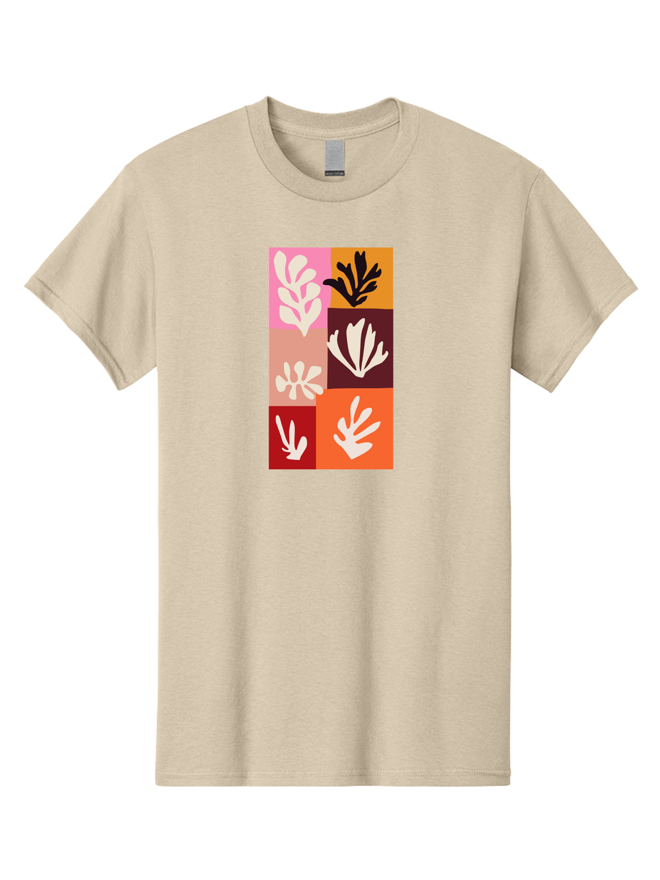 Leaf-Patterns Men'S Graphic Tee, 100% Cotton, Comfortable Casual Summer Wear, Machine Washable, Abstract Art, Cut-Out Technique, Floral Motifs, Bold Colors, Minimalist Design, Modern Art, Decorative Patterns, Leaf Silhouettes, Artistic Collage Aab622