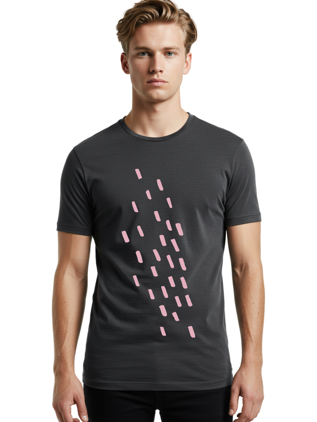Pink-Capsules Men'S Graphic Tee, 100% Cotton, Comfortable Casual Summer Wear, Machine Washable, White Oblong Shapes, Modern Design Elements, Abstract Patterns, Minimalist Aesthetics, Graphic Design Inspiration, Creative Visuals Aab625