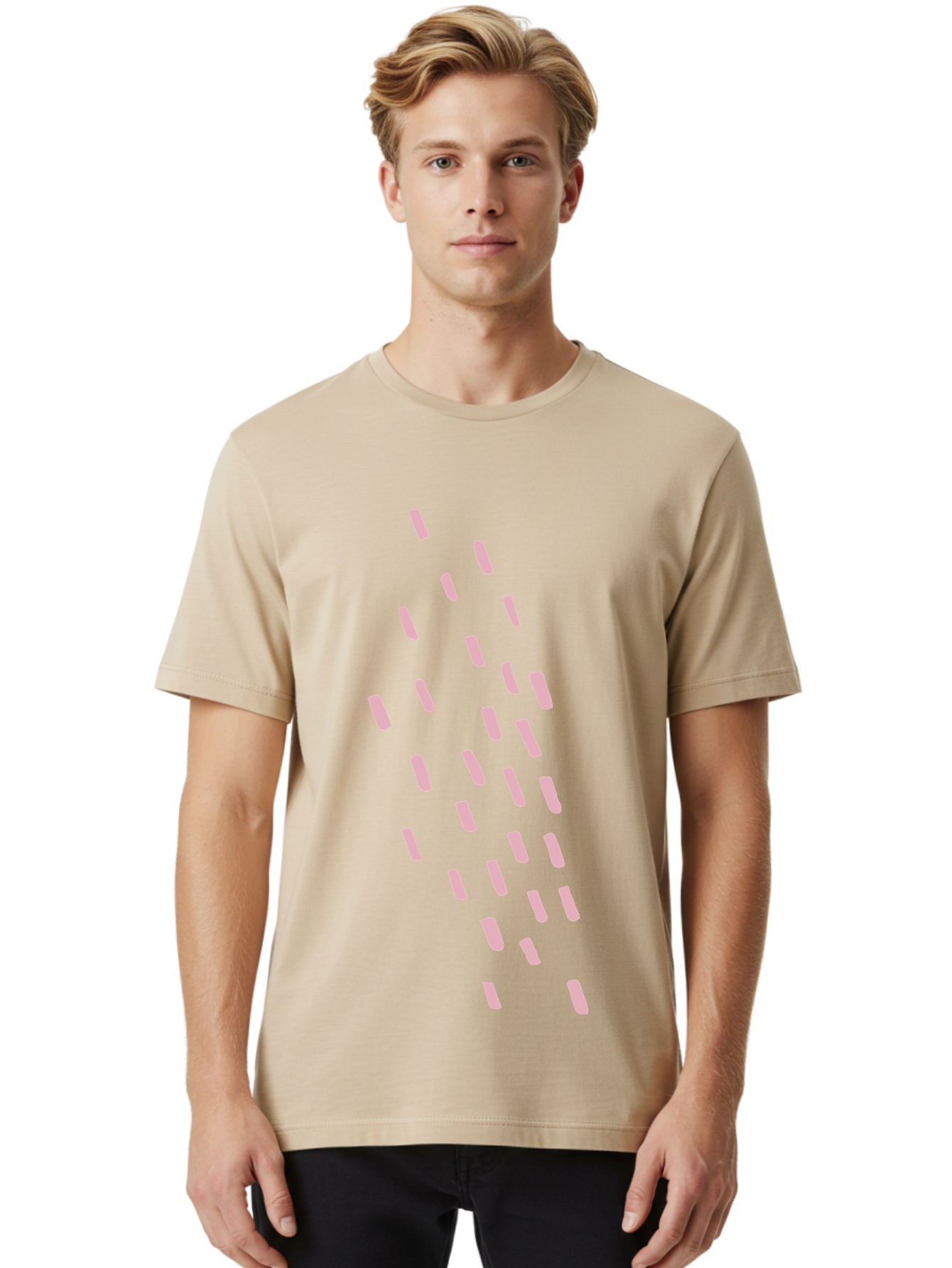 Pink-Capsules Men'S Graphic Tee, 100% Cotton, Comfortable Casual Summer Wear, Machine Washable, White Oblong Shapes, Modern Design Elements, Abstract Patterns, Minimalist Aesthetics, Graphic Design Inspiration, Creative Visuals Aab625