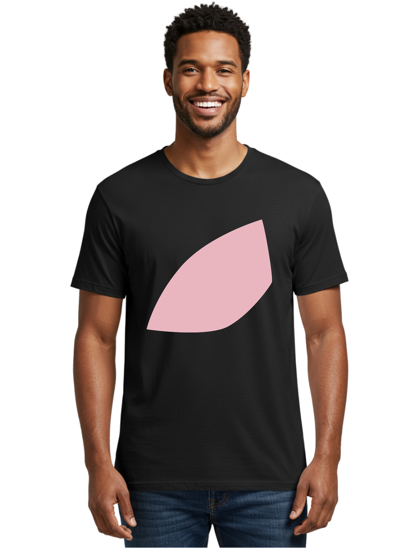 Pink-Leaf Men'S Graphic Tee, 100% Cotton, Comfortable Casual Summer Wear, Machine Washable, Pink Leaf, Simple Shape, Minimal Design, Abstract Art, Soft Pink Color, Leaf Illustration, Digital Graphics, Modern Art Aab626