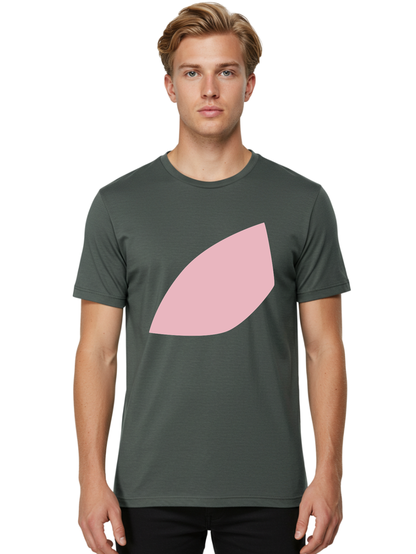 Pink-Leaf Men'S Graphic Tee, 100% Cotton, Comfortable Casual Summer Wear, Machine Washable, Pink Leaf, Simple Shape, Minimal Design, Abstract Art, Soft Pink Color, Leaf Illustration, Digital Graphics, Modern Art Aab626