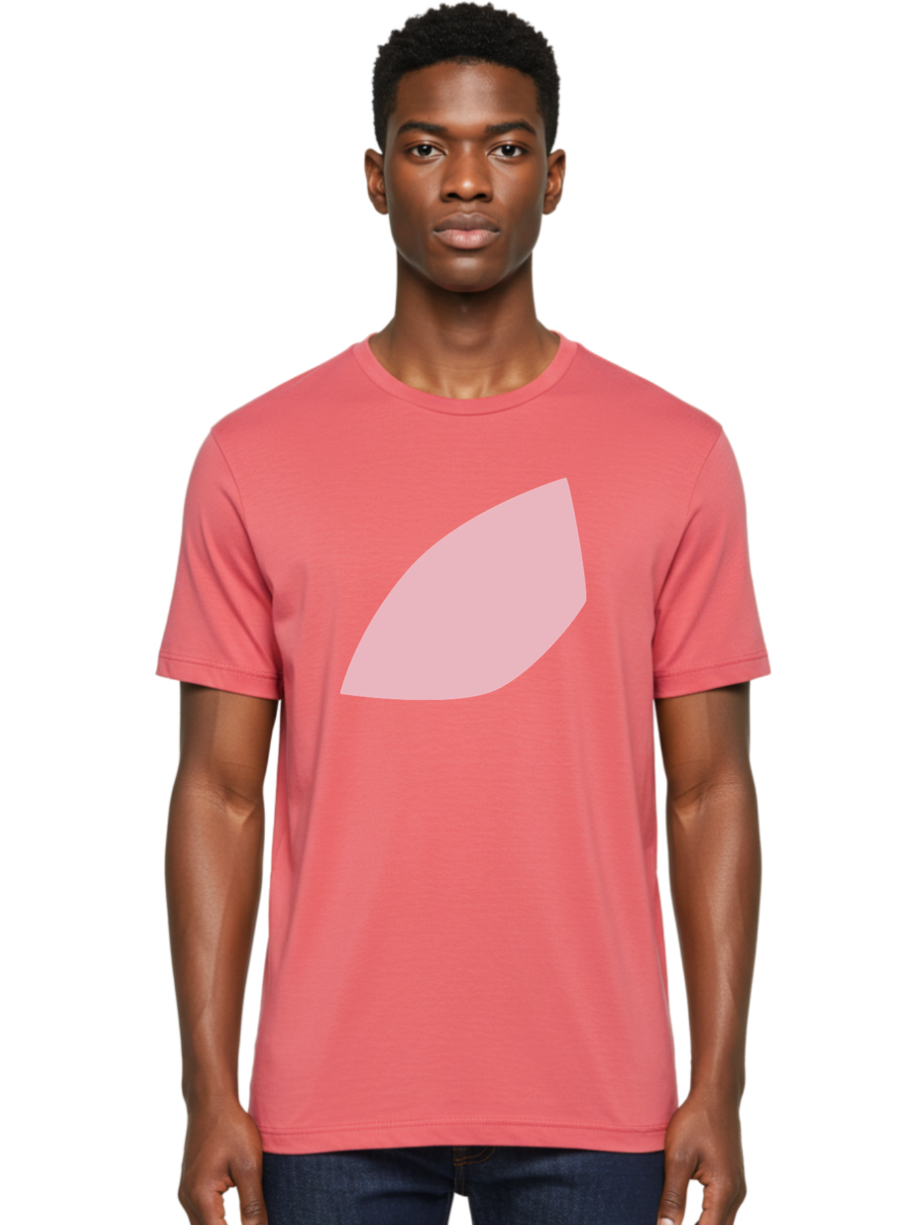Pink-Leaf Men'S Graphic Tee, 100% Cotton, Comfortable Casual Summer Wear, Machine Washable, Pink Leaf, Simple Shape, Minimal Design, Abstract Art, Soft Pink Color, Leaf Illustration, Digital Graphics, Modern Art Aab626