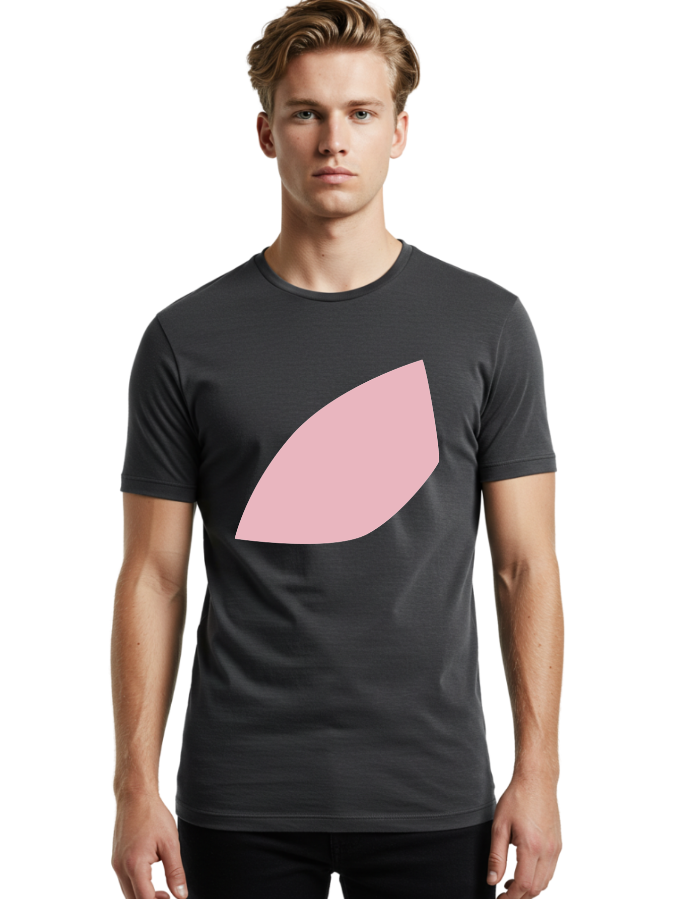 Pink-Leaf Men'S Graphic Tee, 100% Cotton, Comfortable Casual Summer Wear, Machine Washable, Pink Leaf, Simple Shape, Minimal Design, Abstract Art, Soft Pink Color, Leaf Illustration, Digital Graphics, Modern Art Aab626