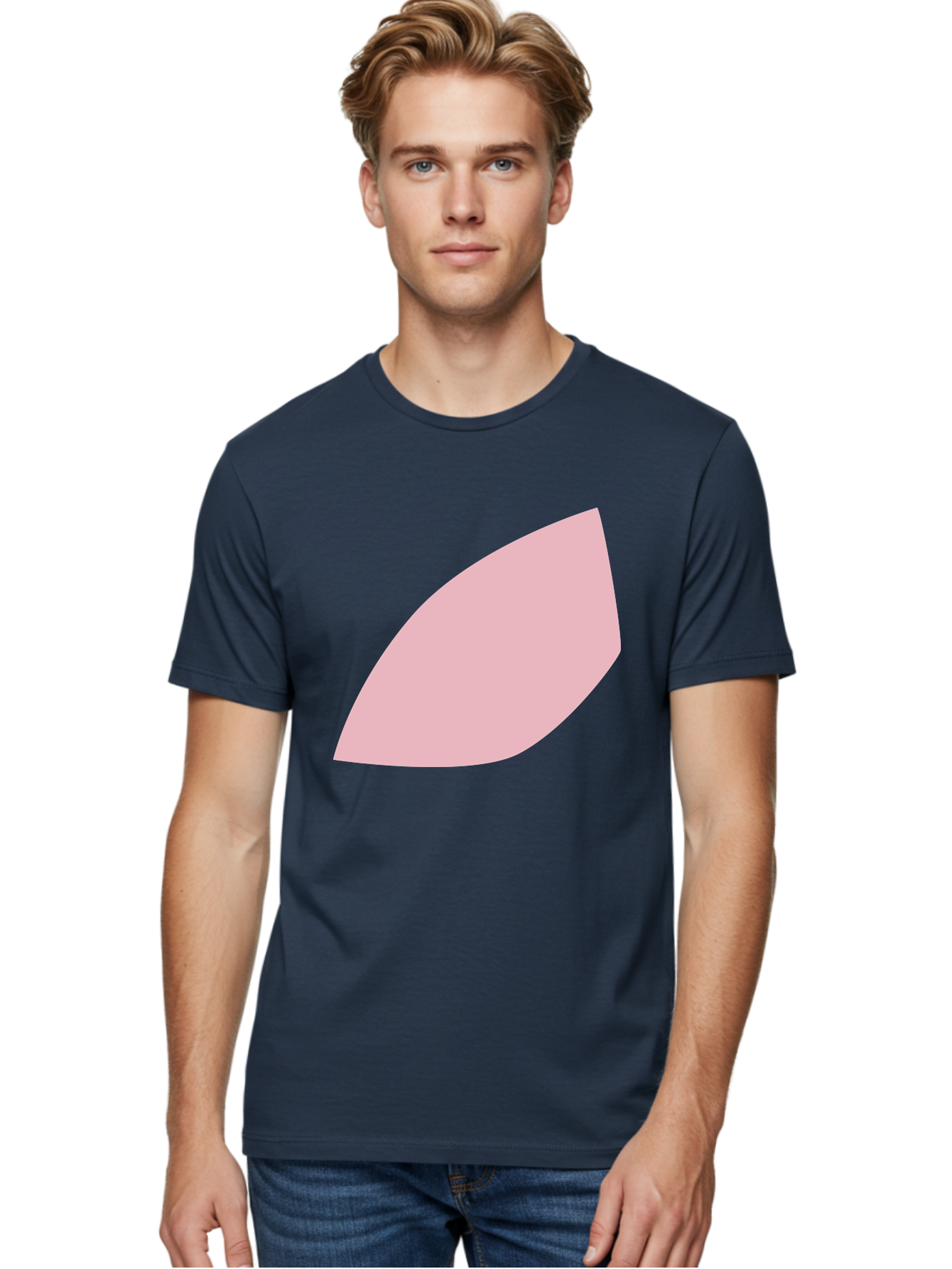 Pink-Leaf Men'S Graphic Tee, 100% Cotton, Comfortable Casual Summer Wear, Machine Washable, Pink Leaf, Simple Shape, Minimal Design, Abstract Art, Soft Pink Color, Leaf Illustration, Digital Graphics, Modern Art Aab626
