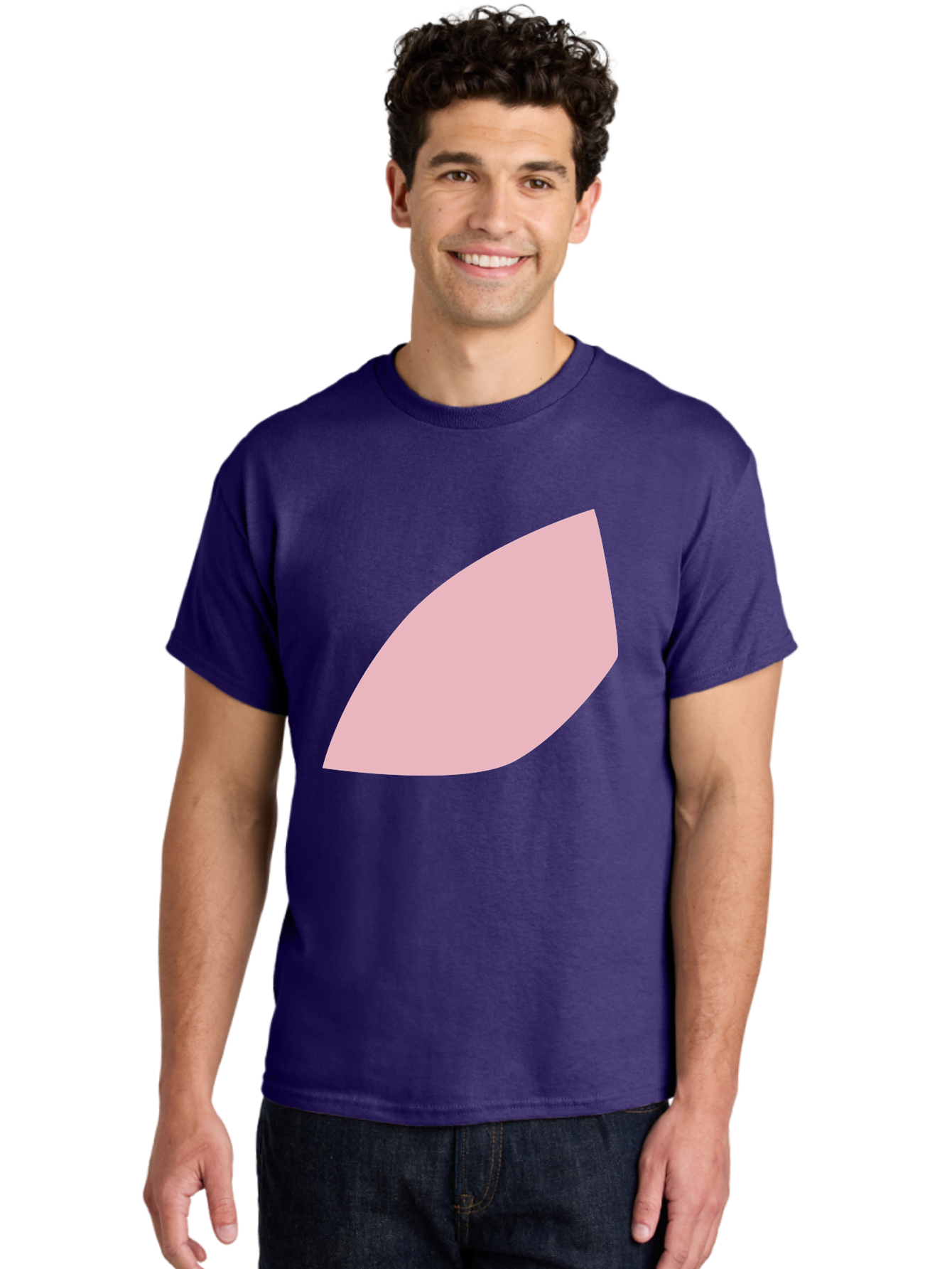 Pink-Leaf Men'S Graphic Tee, 100% Cotton, Comfortable Casual Summer Wear, Machine Washable, Pink Leaf, Simple Shape, Minimal Design, Abstract Art, Soft Pink Color, Leaf Illustration, Digital Graphics, Modern Art Aab626