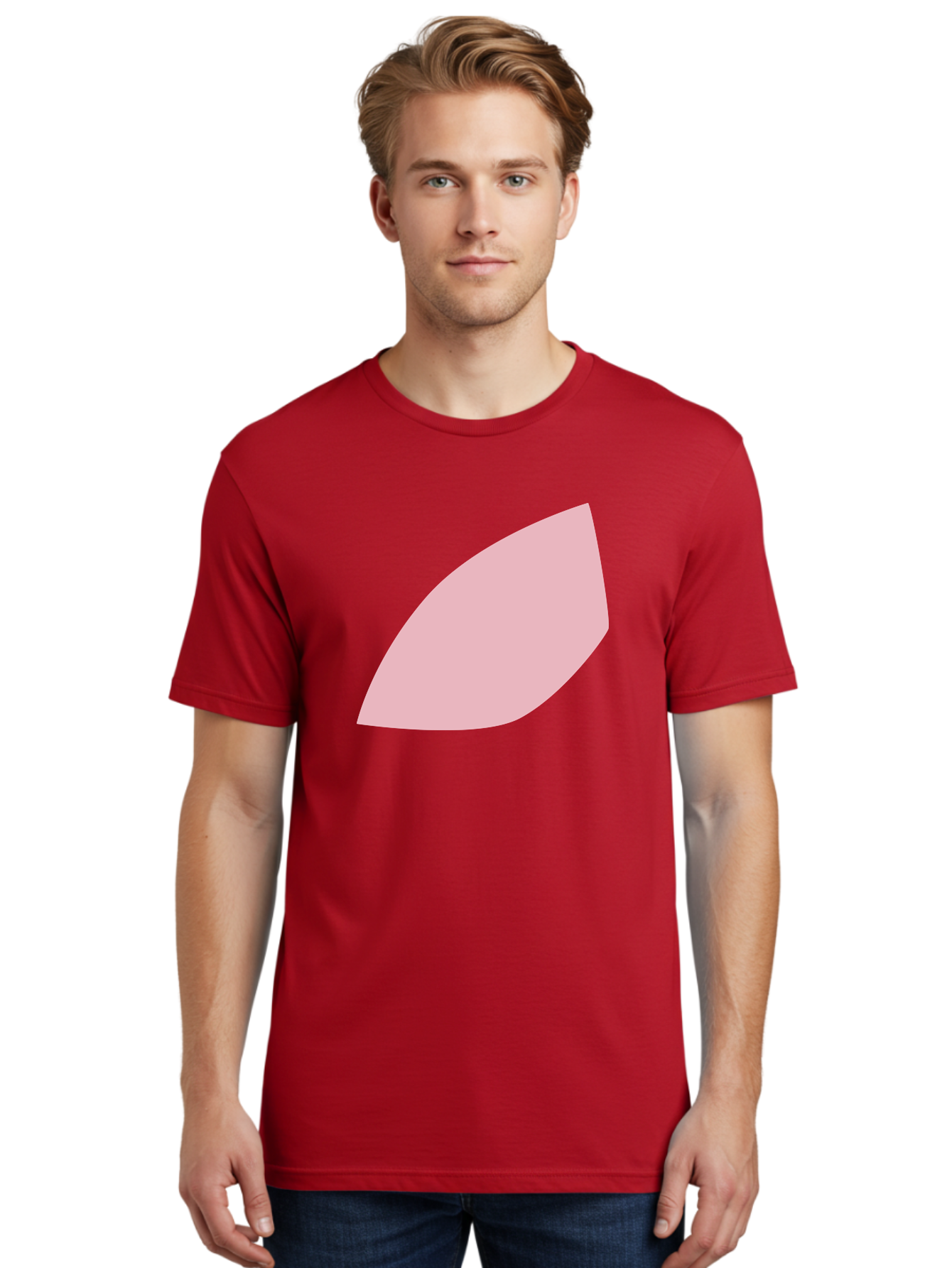 Pink-Leaf Men'S Graphic Tee, 100% Cotton, Comfortable Casual Summer Wear, Machine Washable, Pink Leaf, Simple Shape, Minimal Design, Abstract Art, Soft Pink Color, Leaf Illustration, Digital Graphics, Modern Art Aab626