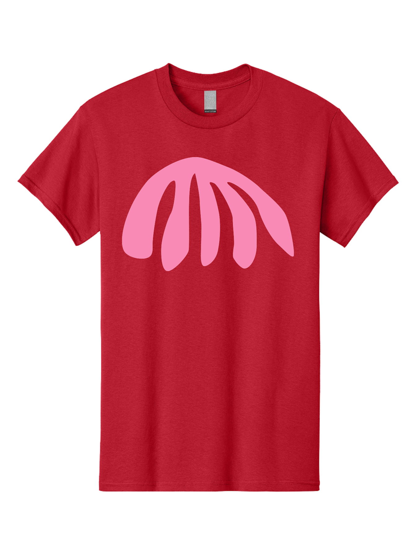 Pink-Logo Men'S Graphic Tee, 100% Cotton, Comfortable Casual Summer Wear, Machine Washable, Pink Graphic, Abstract Shape, Minimalist Design, Modern Art, Simple Illustration, Vibrant Pink Color, Curved Lines Aab627
