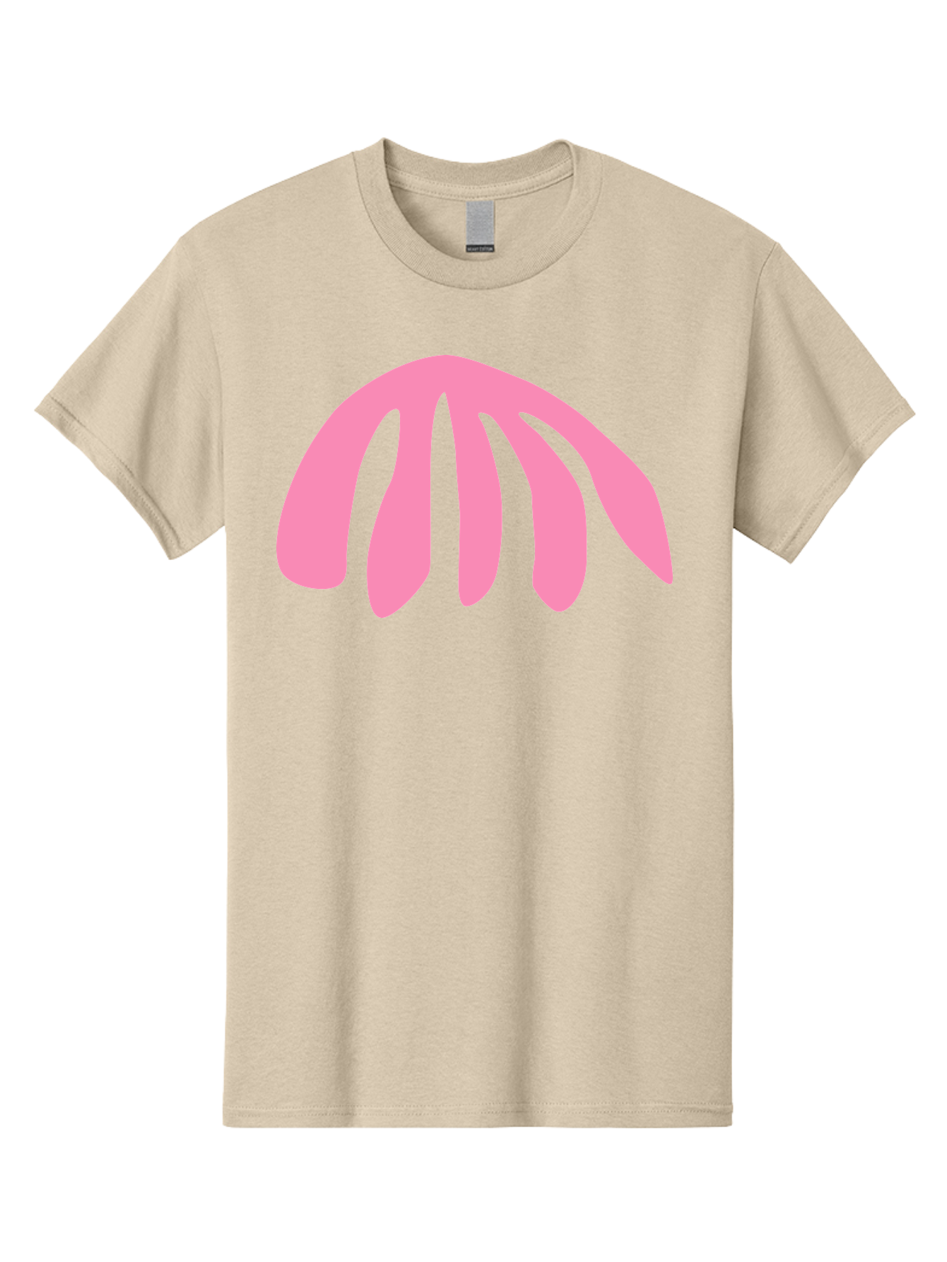 Pink-Logo Men'S Graphic Tee, 100% Cotton, Comfortable Casual Summer Wear, Machine Washable, Pink Graphic, Abstract Shape, Minimalist Design, Modern Art, Simple Illustration, Vibrant Pink Color, Curved Lines Aab627